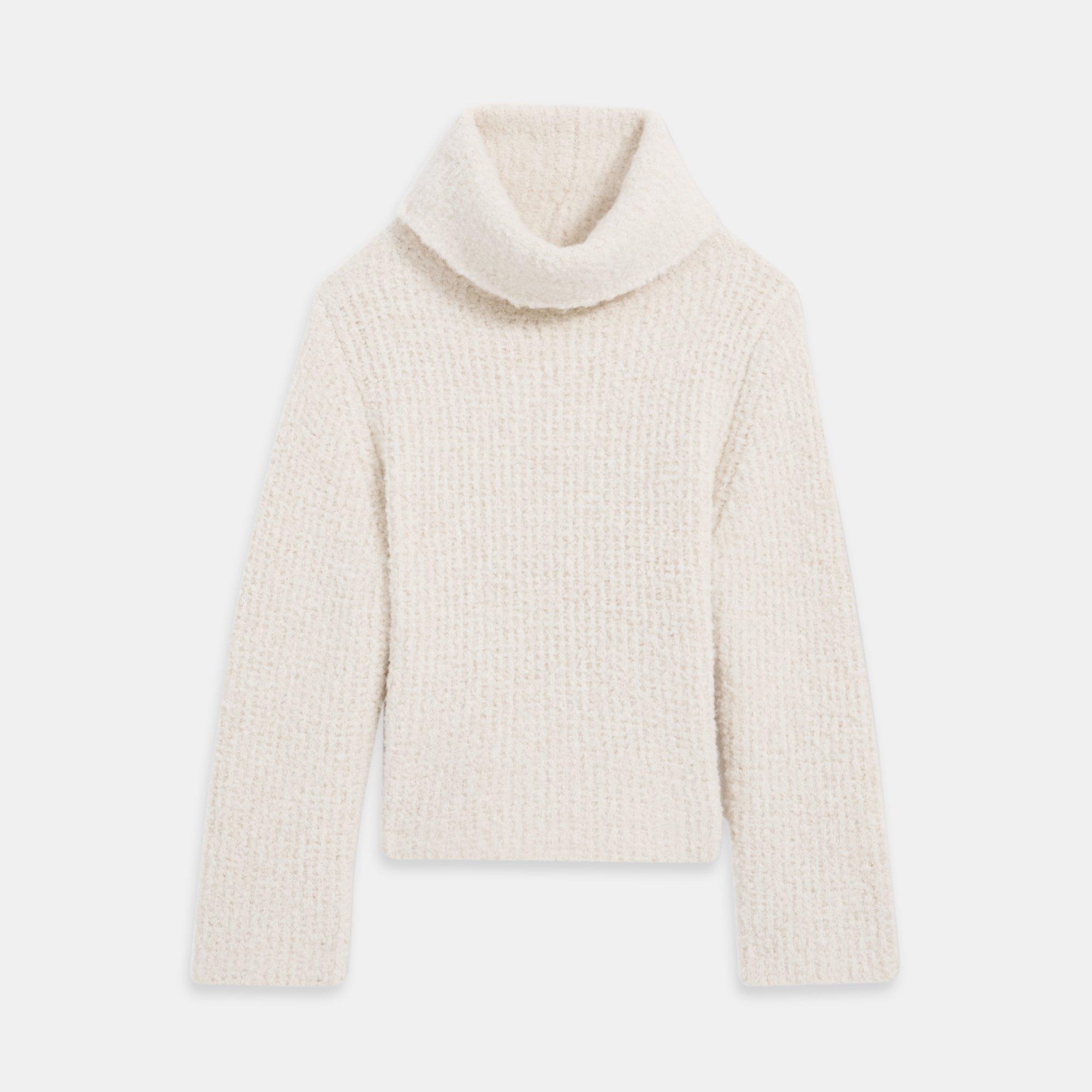 Cowl Neck Sweater in Alpaca Wool Boucle