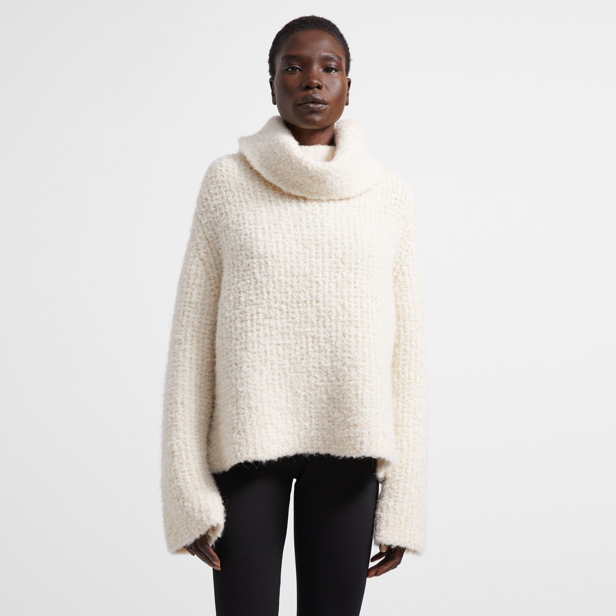 Theory Official Site | Cowl Neck Sweater in Alpaca Wool Boucle