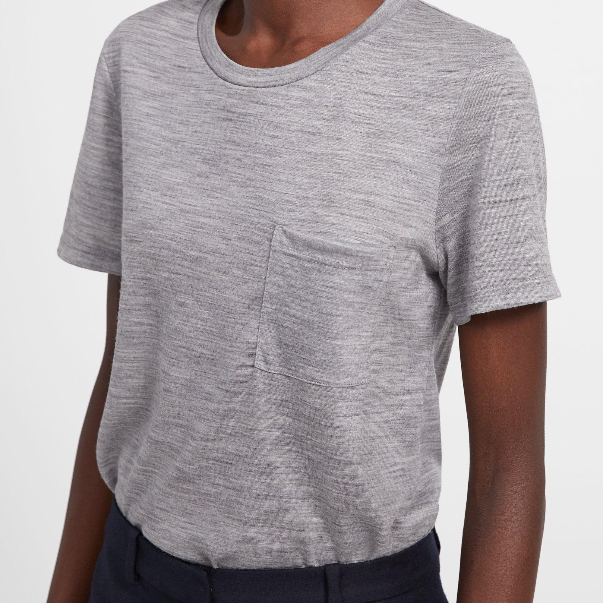 新品　Theory Lightweight Wool Pocket Shirt Stretch Cotton Irving Short-Sleeve Shirt | Theory