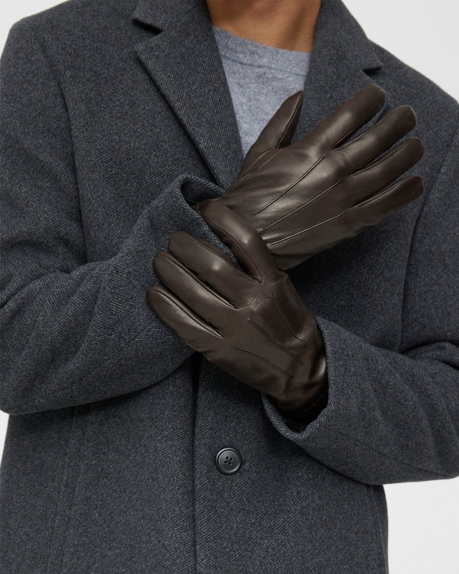 Ribbed Cuff Gloves in Leather