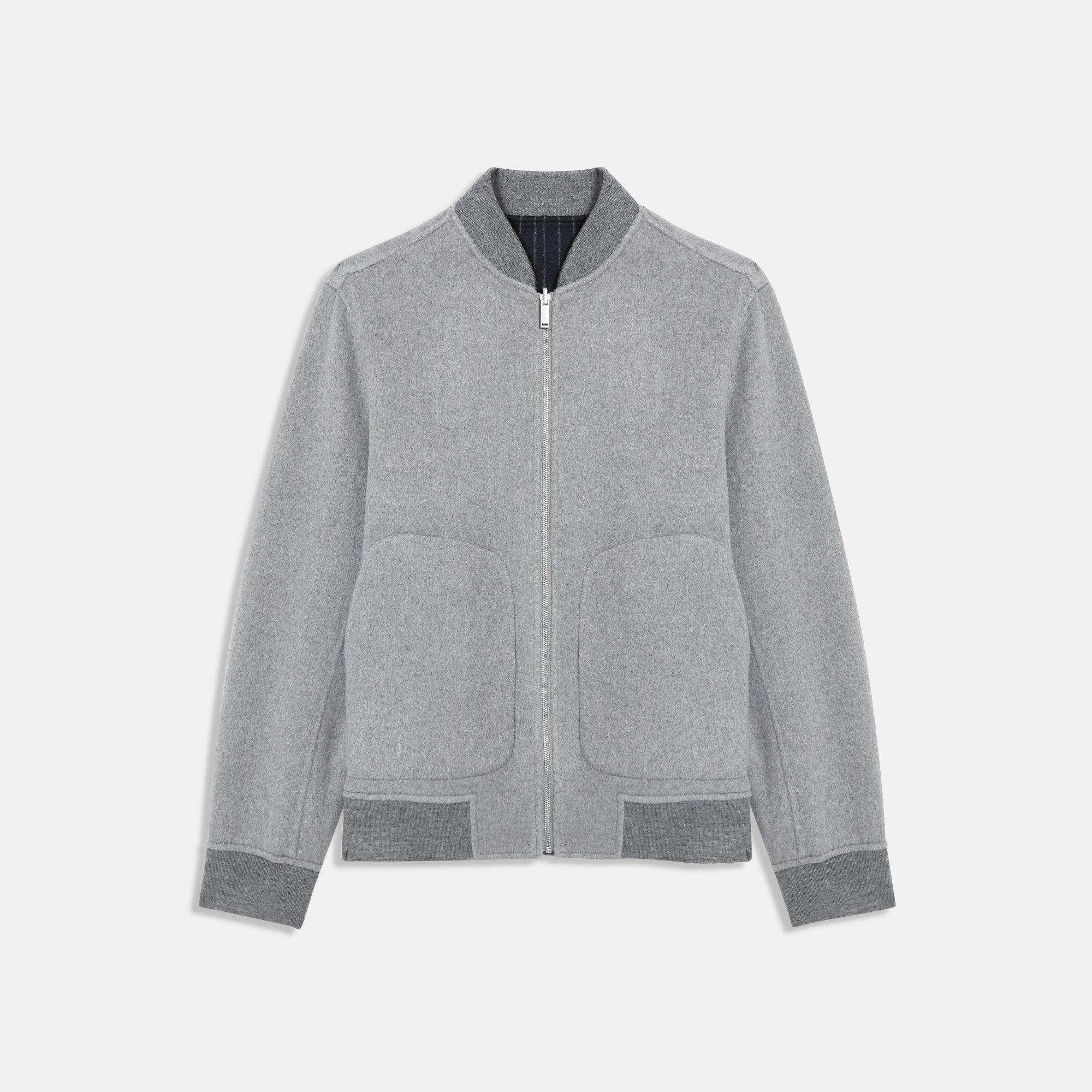 Reversible Bomber Jacket in Striped Double-Face Cashmere