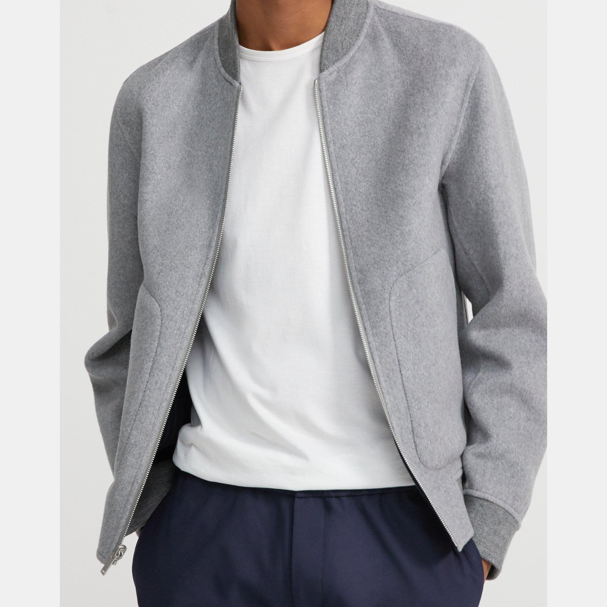Reversible Bomber Jacket in Striped Double-Face Cashmere