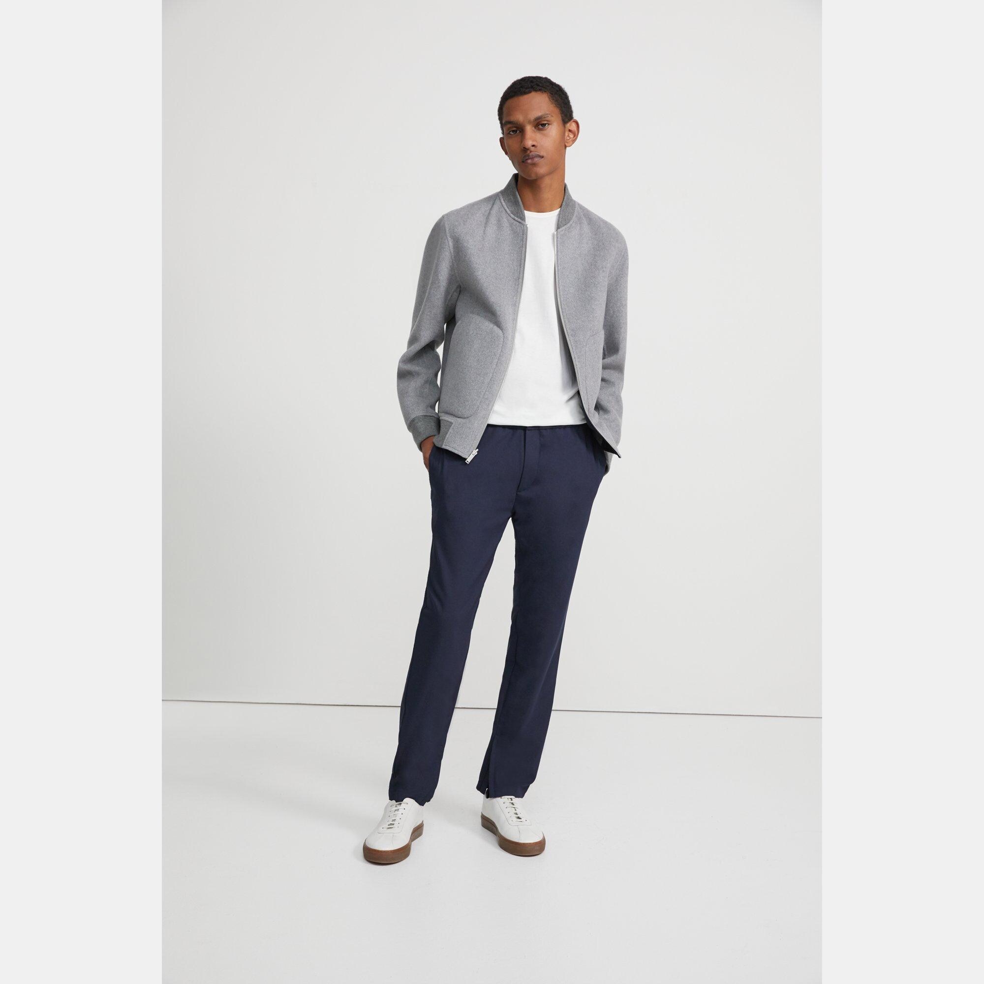 Reversible Bomber Jacket in Striped Double-Face Cashmere