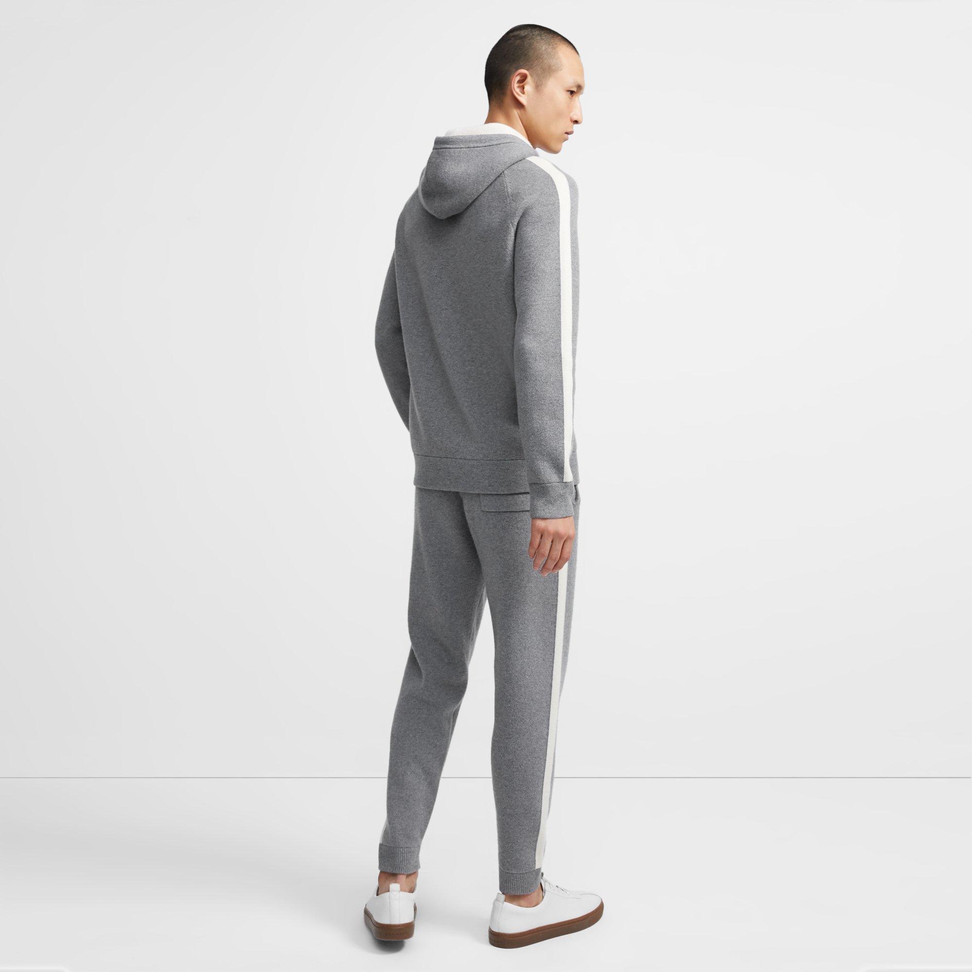 Lounge Hoodie in Striped Wool-Cashmere