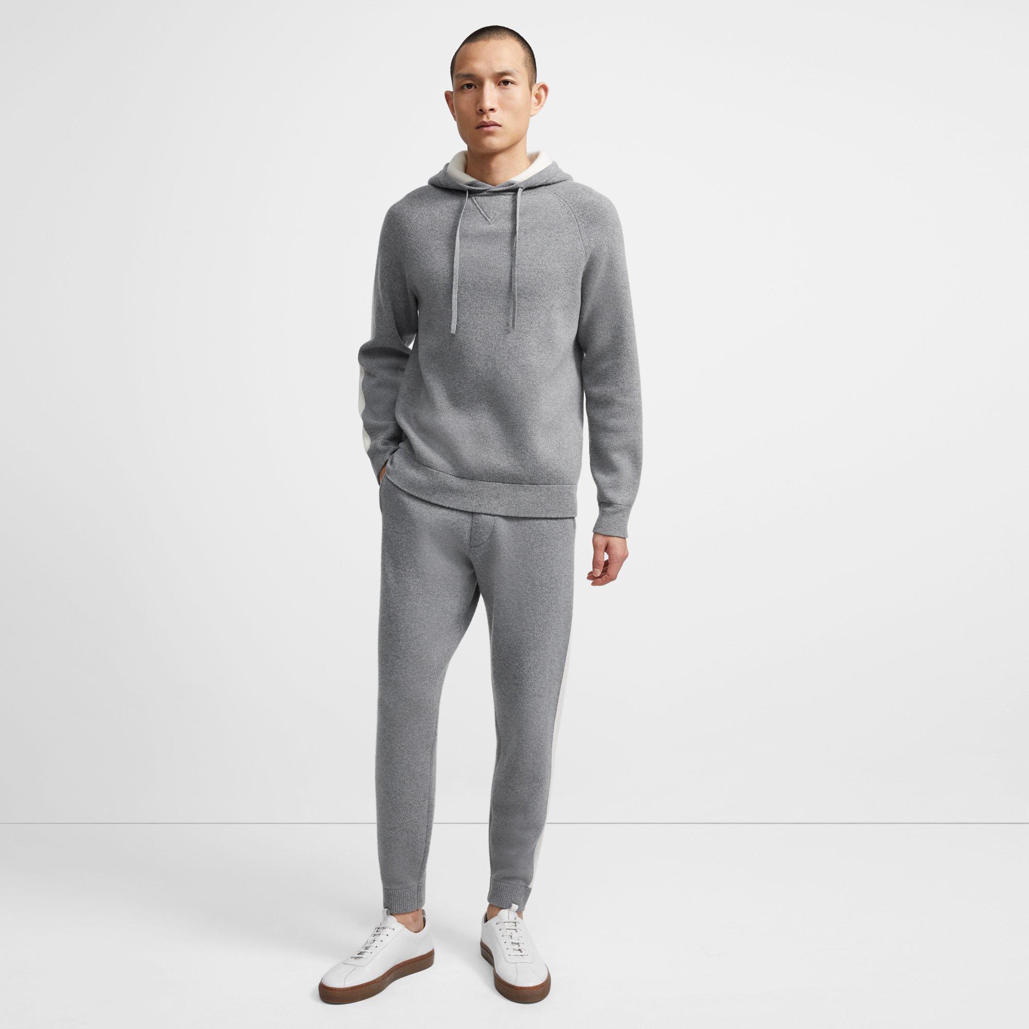 Lounge Hoodie in Striped Wool-Cashmere