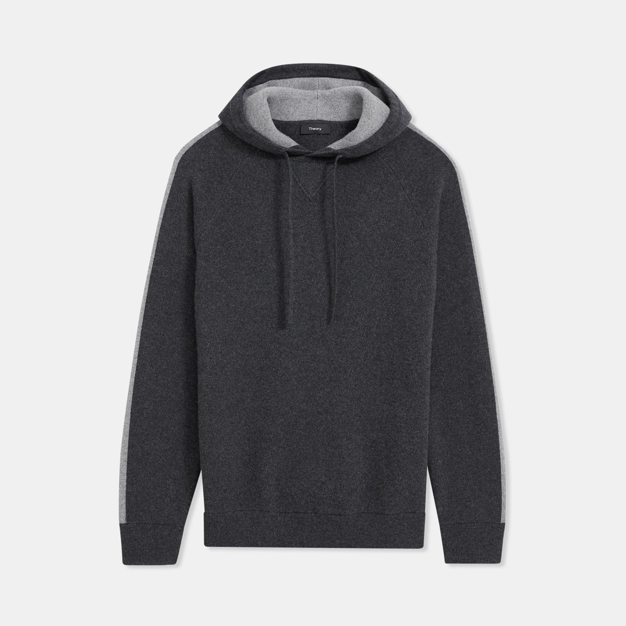 Lounge Hoodie in Striped Wool-Cashmere