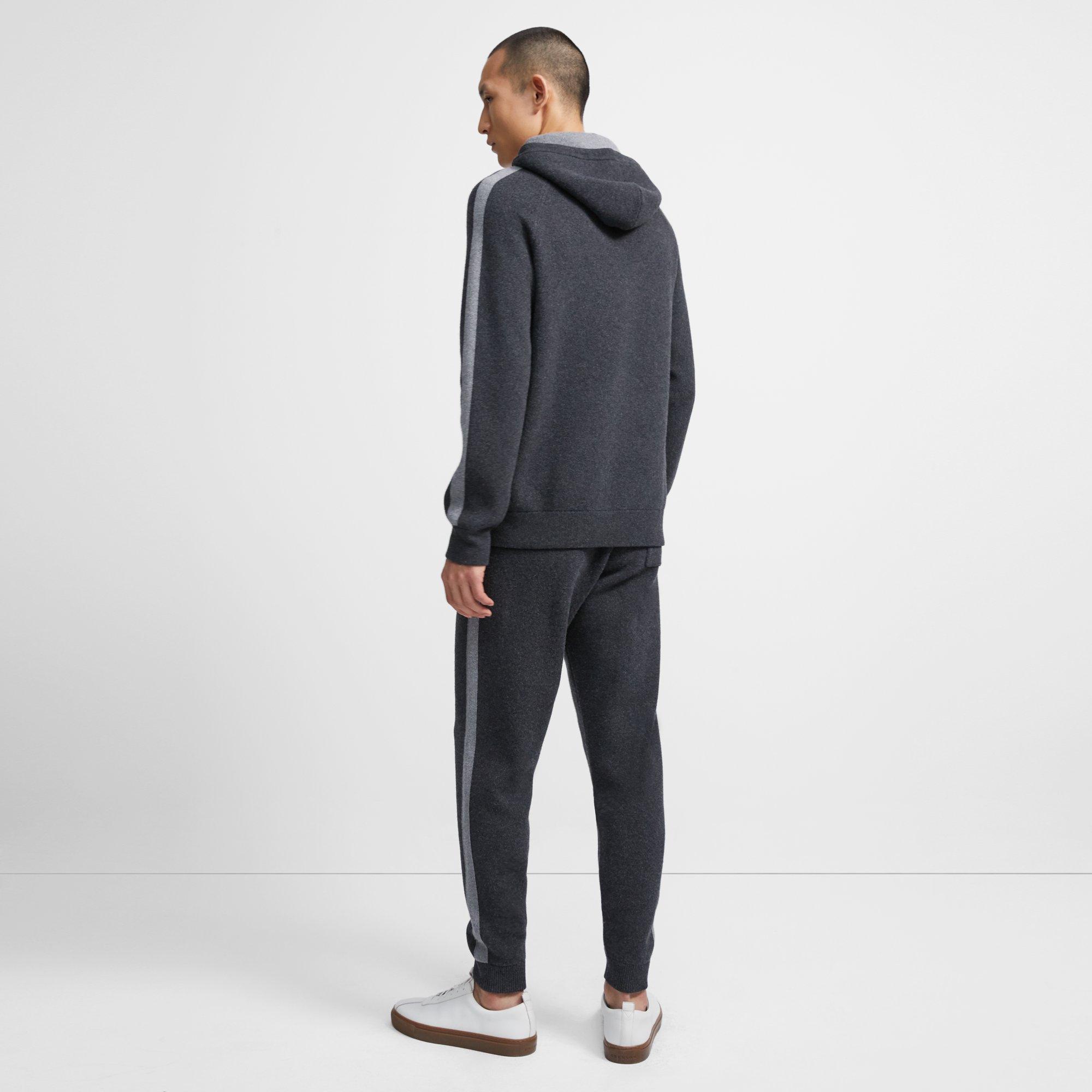 Lounge Hoodie in Striped Wool-Cashmere