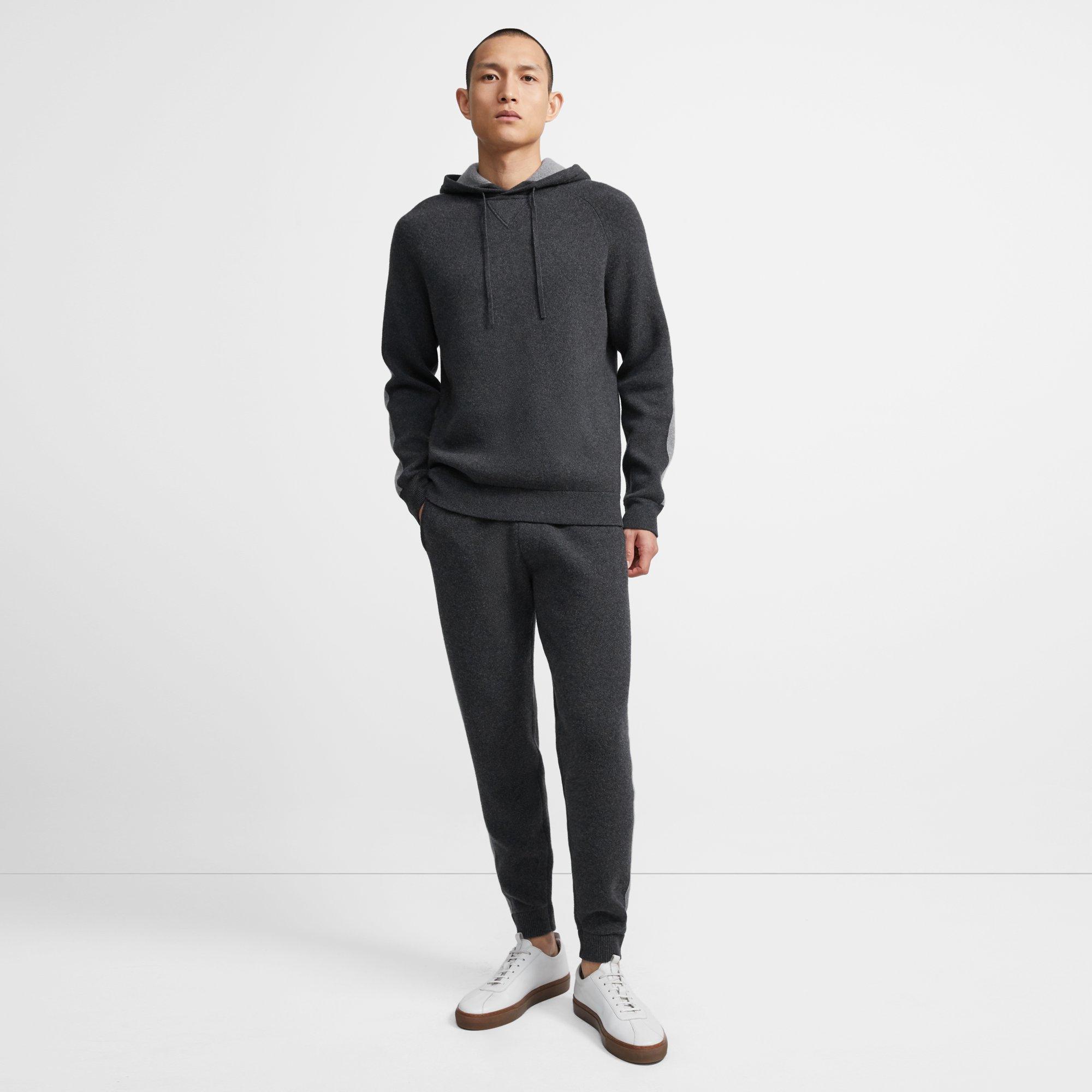 Lounge Hoodie in Striped Wool-Cashmere