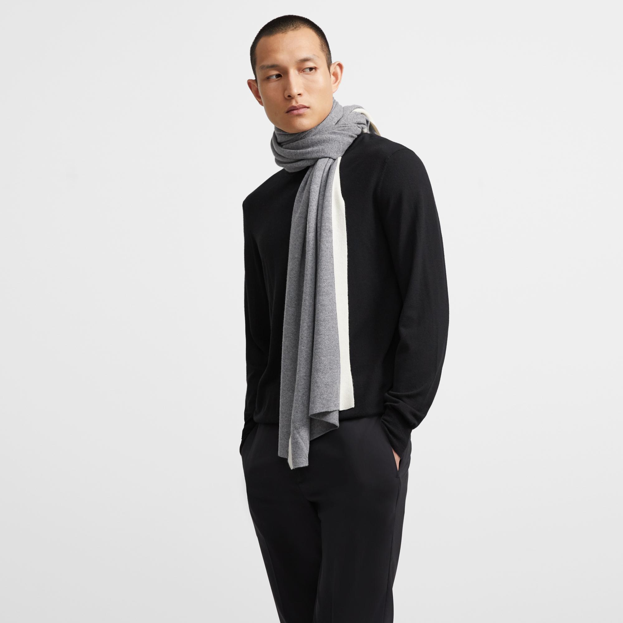 Lounge Scarf in Striped Wool-Cashmere