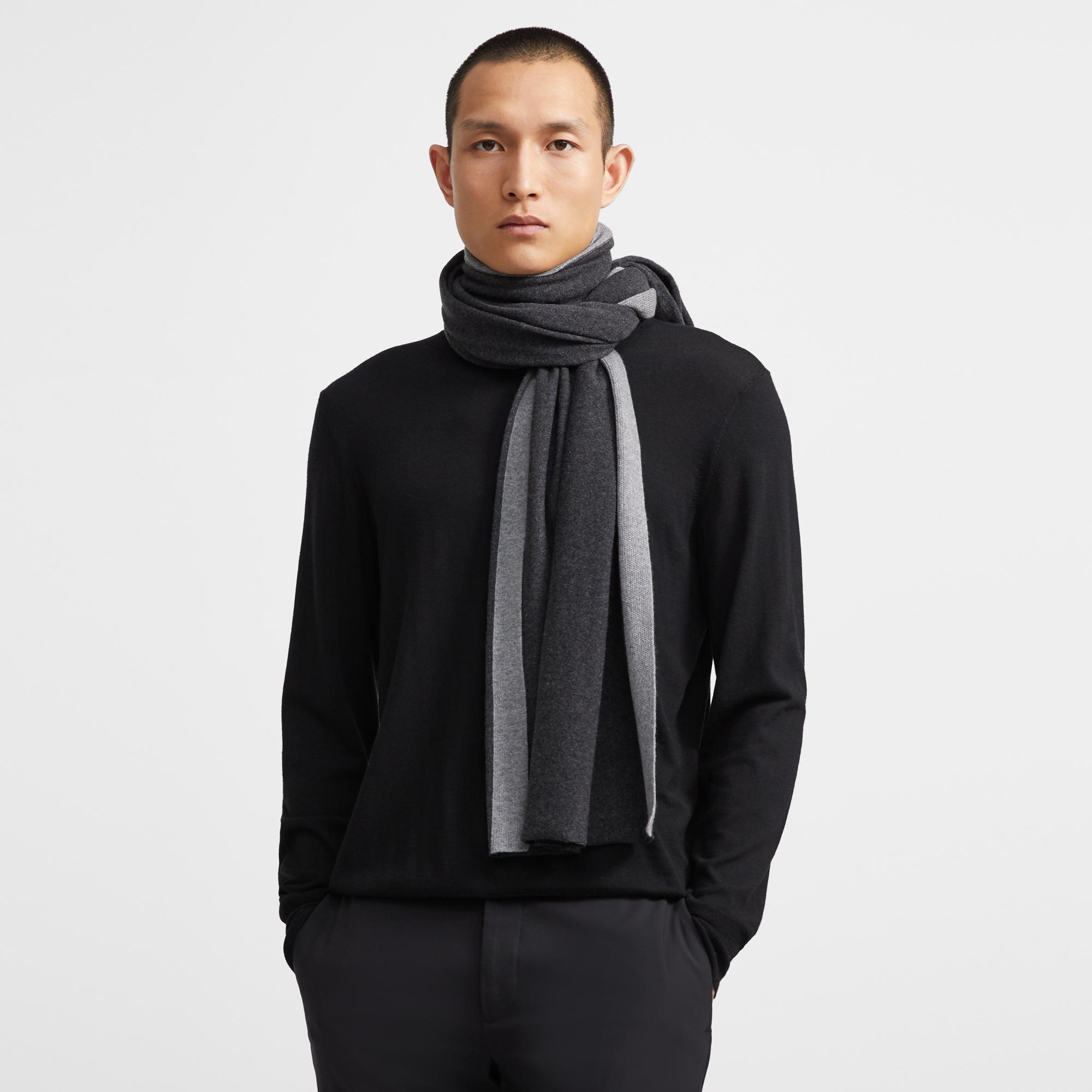 Lounge Scarf in Striped Wool-Cashmere
