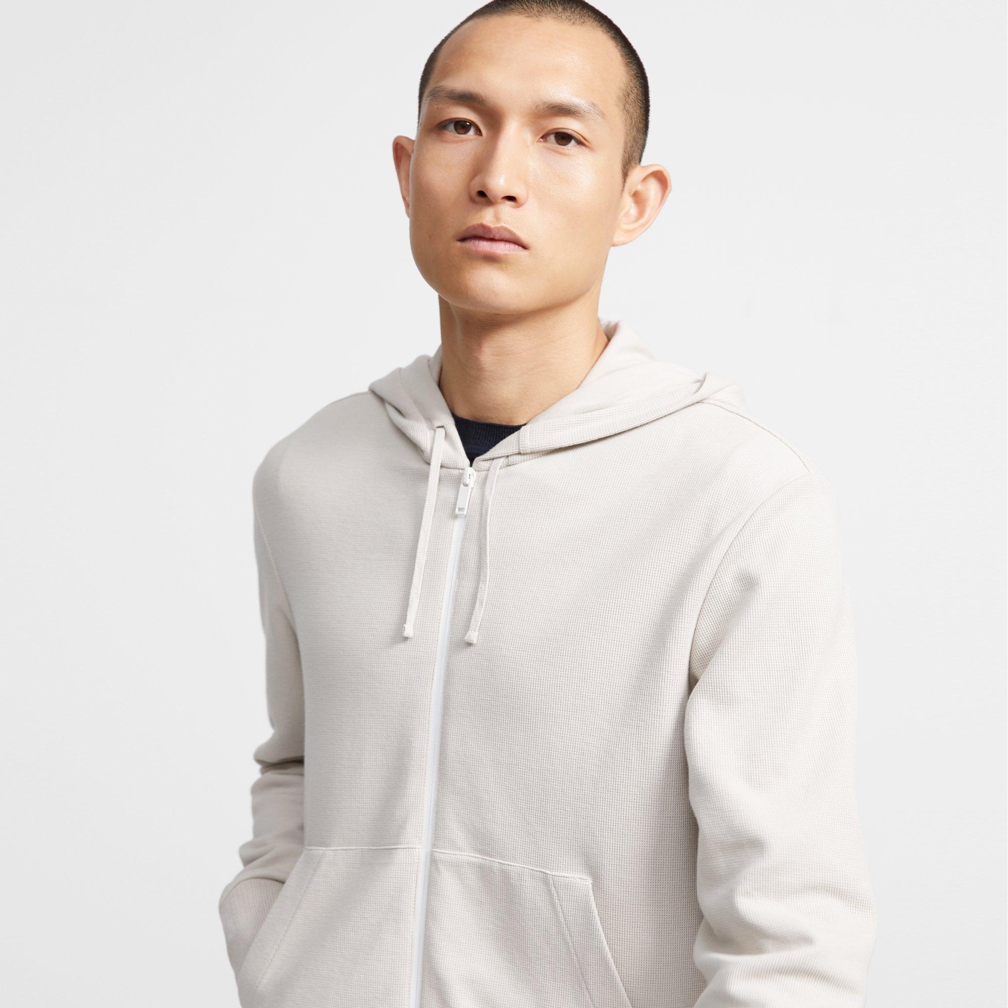 Theory Official Site  Zip Hoodie in Waffle Knit Organic Cotton