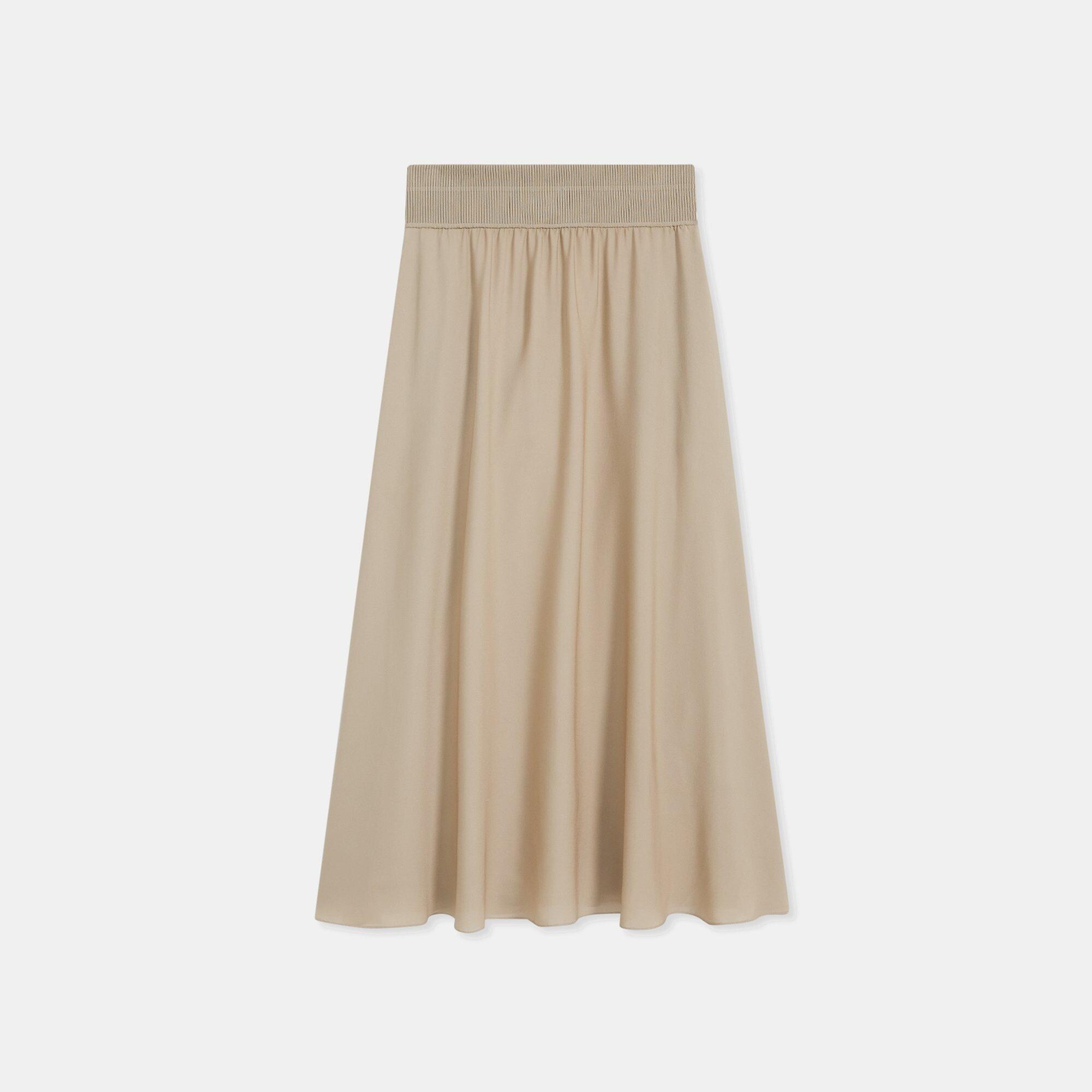 Ribbed Waist Volume Skirt in Silk | Theory