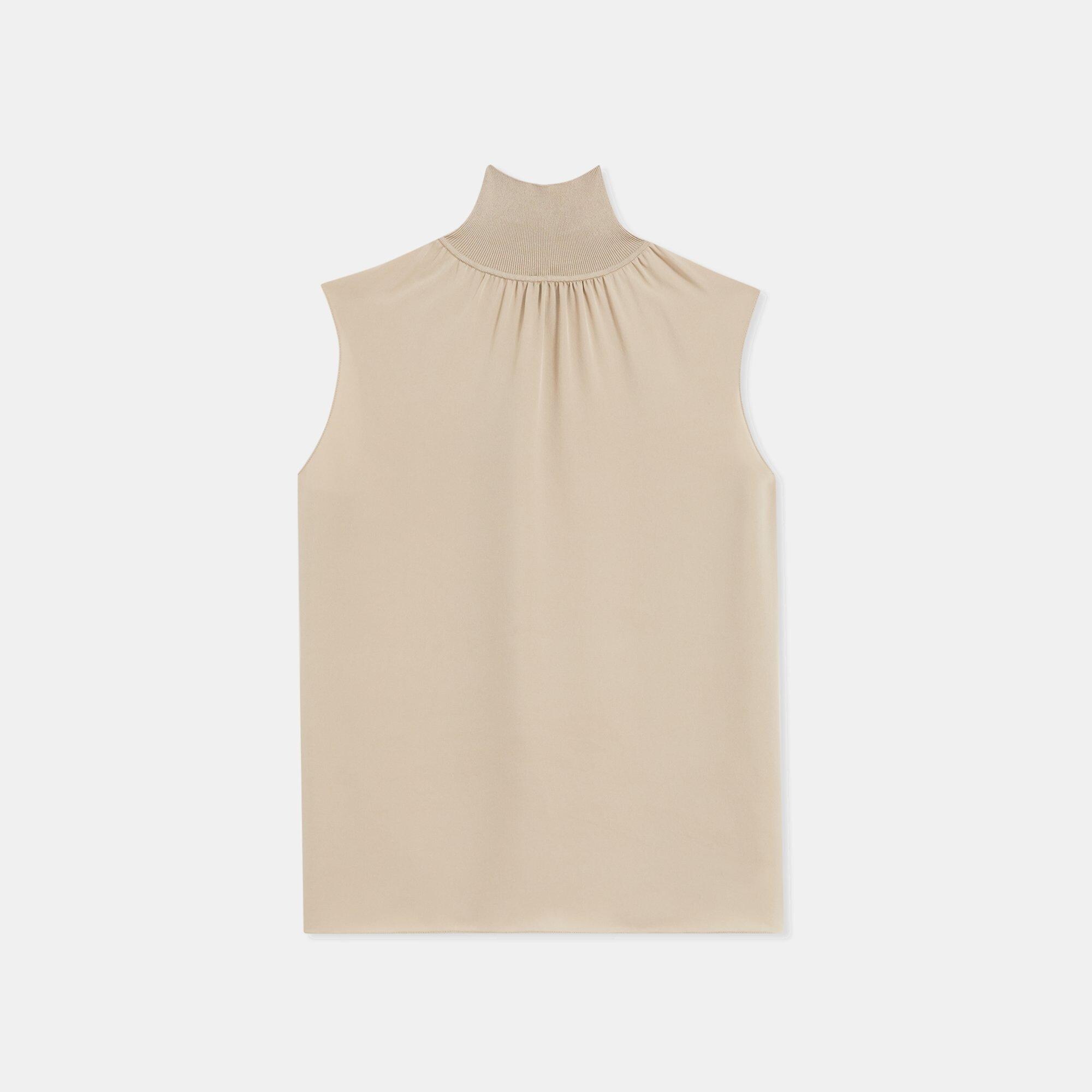 Silk Ribbed Neck Shell Top | Theory