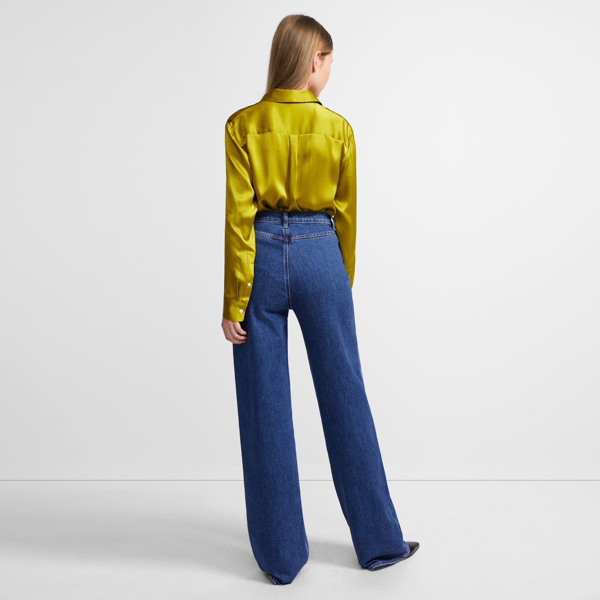 Straight Shirt in Washed Satin