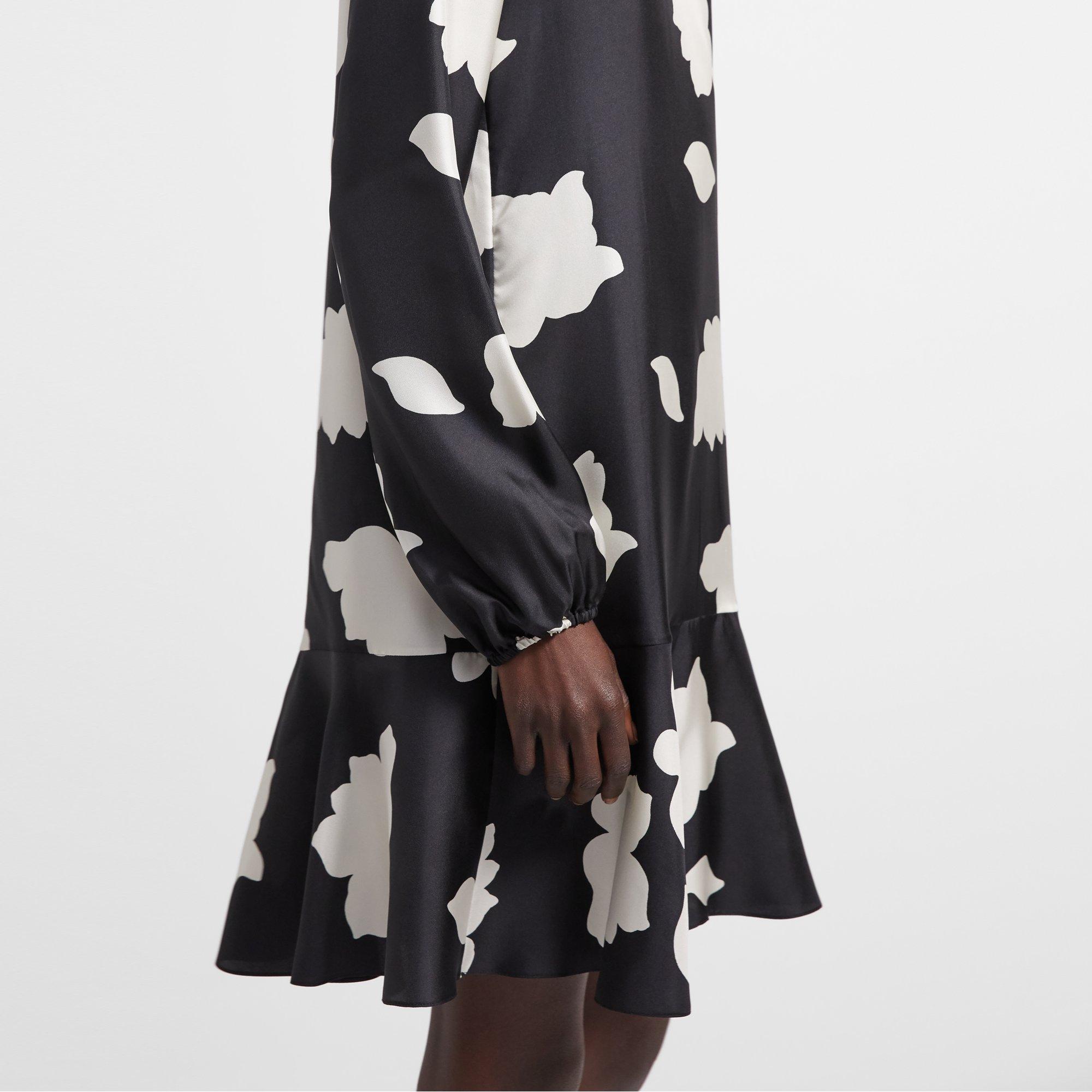 Flared Dress in Petal Print Silk