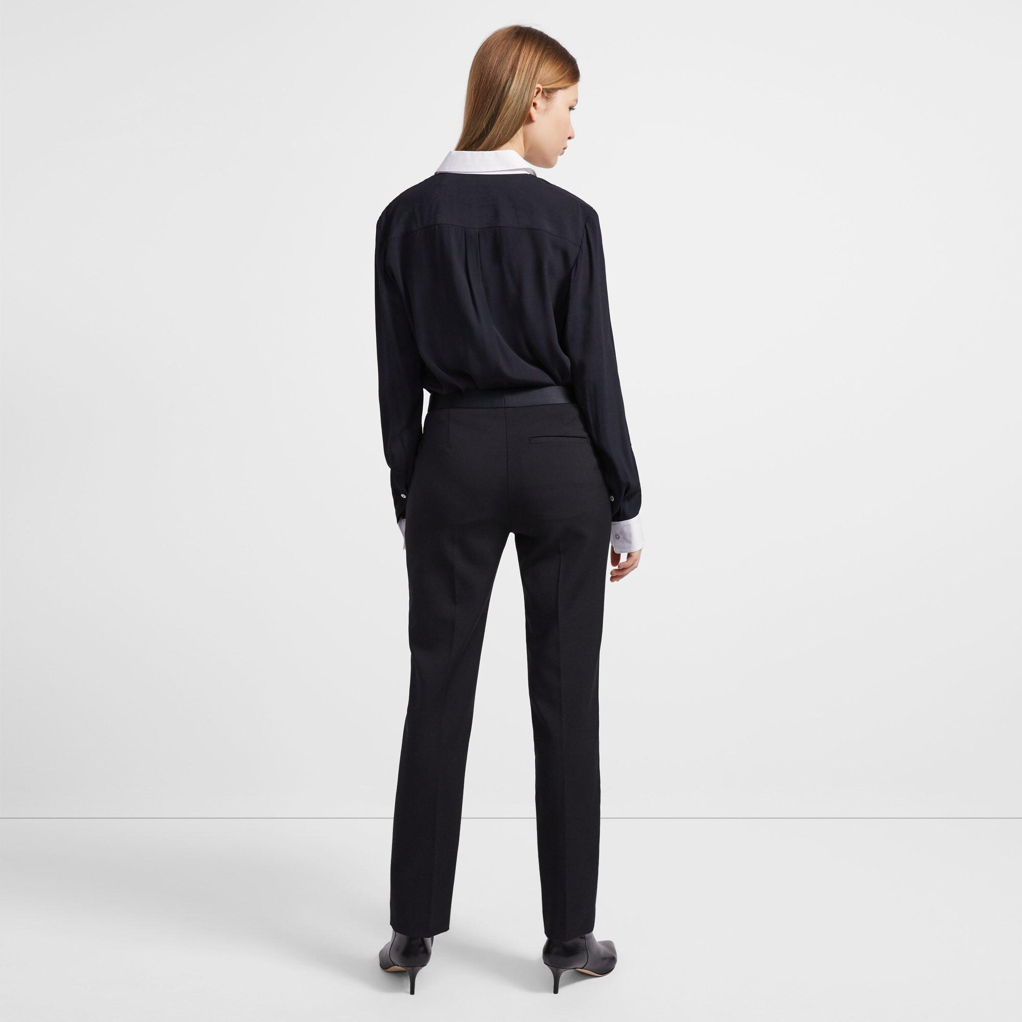 Contrast Straight Shirt in Viscose Crepe