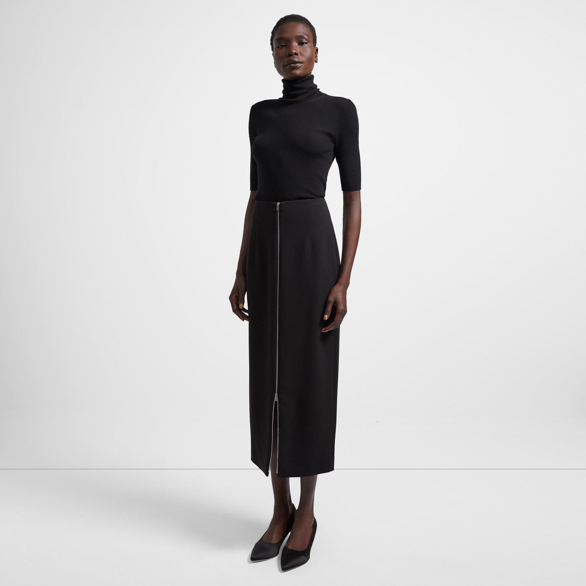 Zip Skirt in Crepe