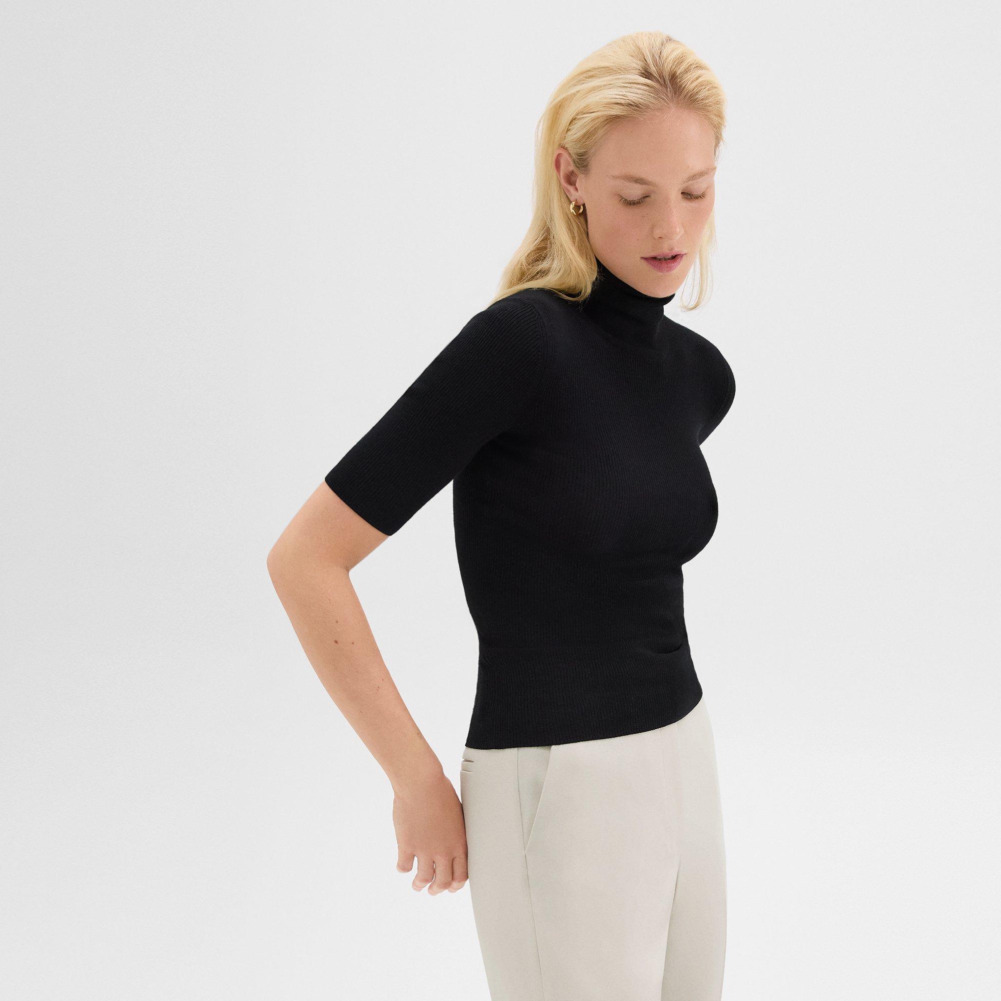 Regal Wool Short-Sleeve Turtleneck