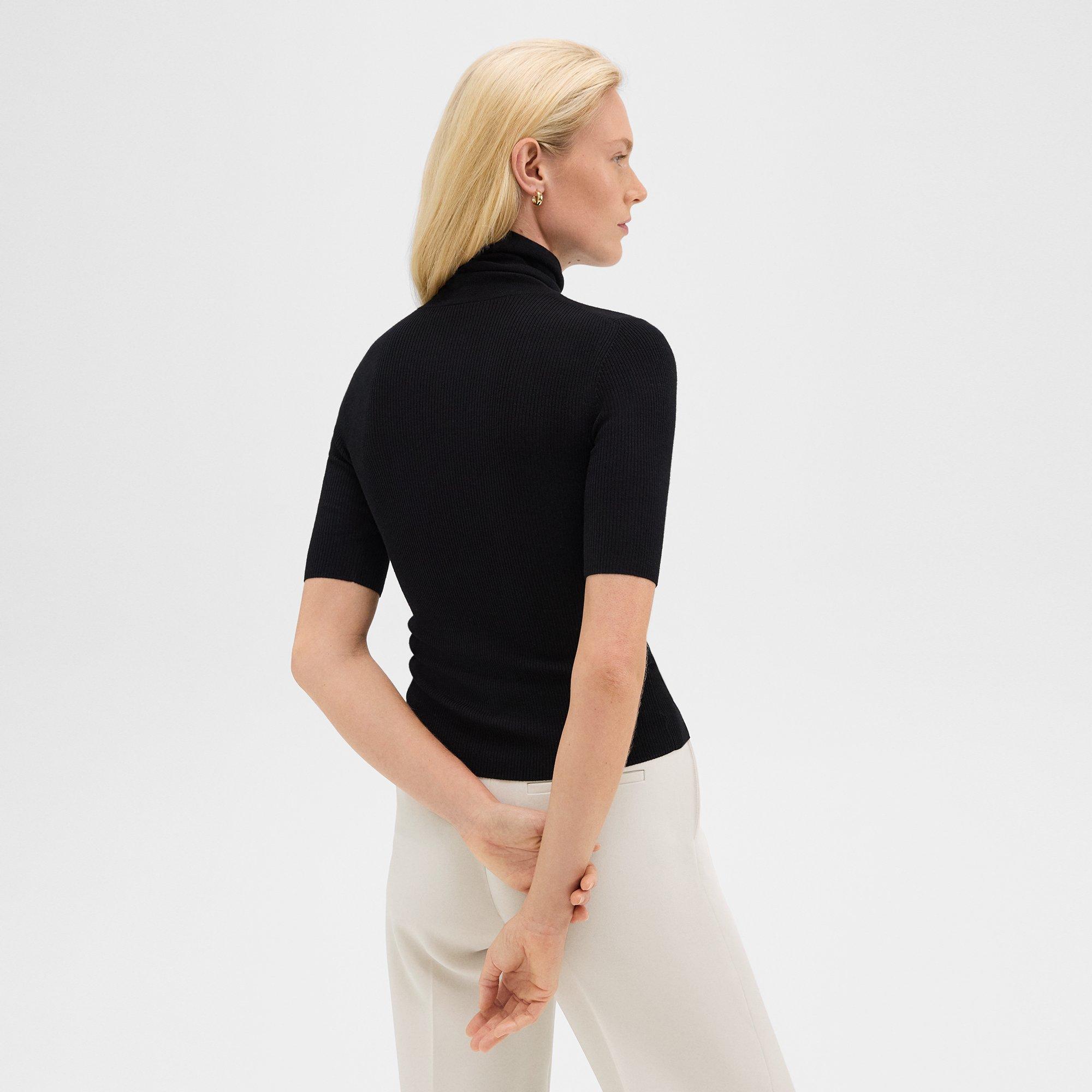 Leenda Short-Sleeve Turtleneck in Regal Wool