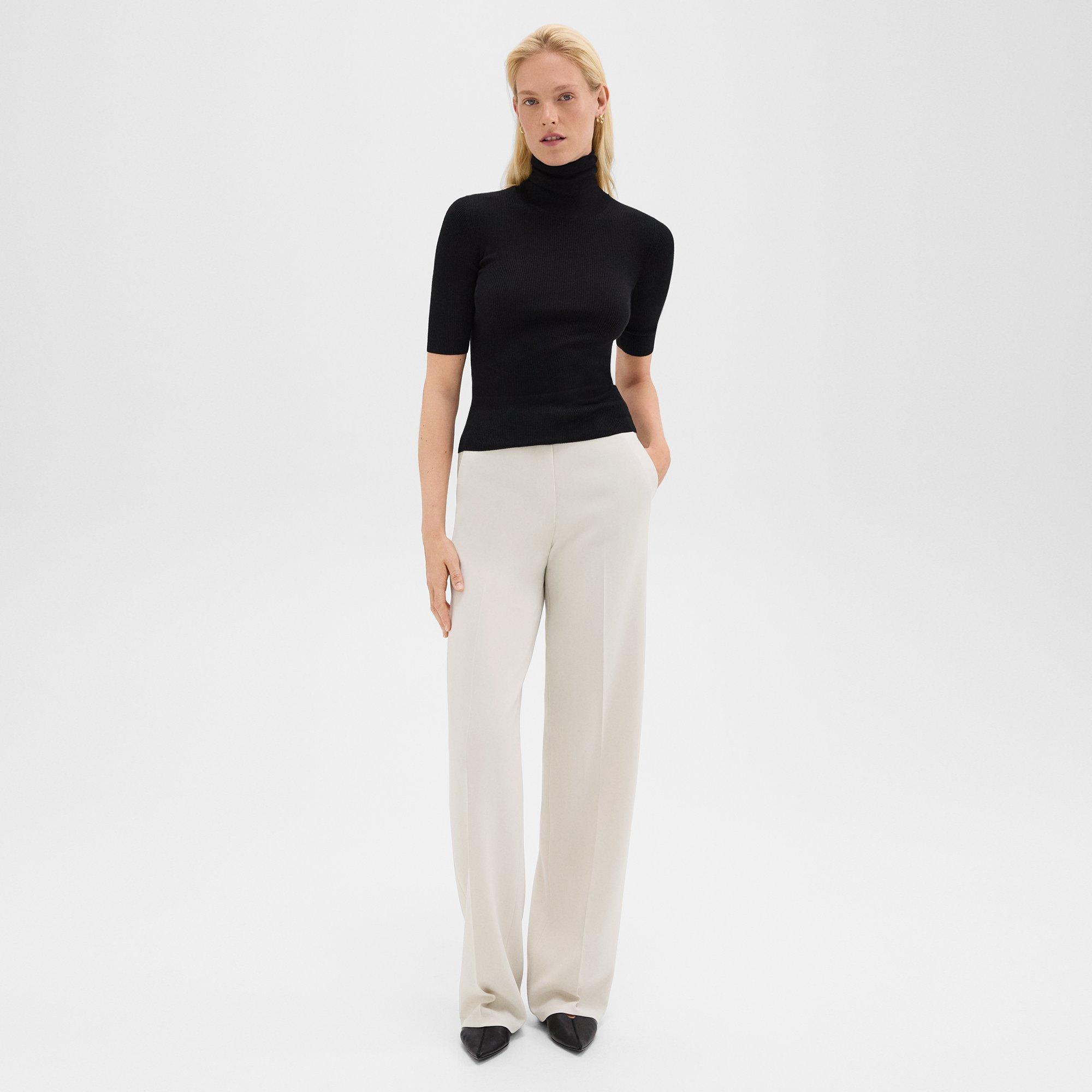 Leenda Short-Sleeve Turtleneck in Regal Wool