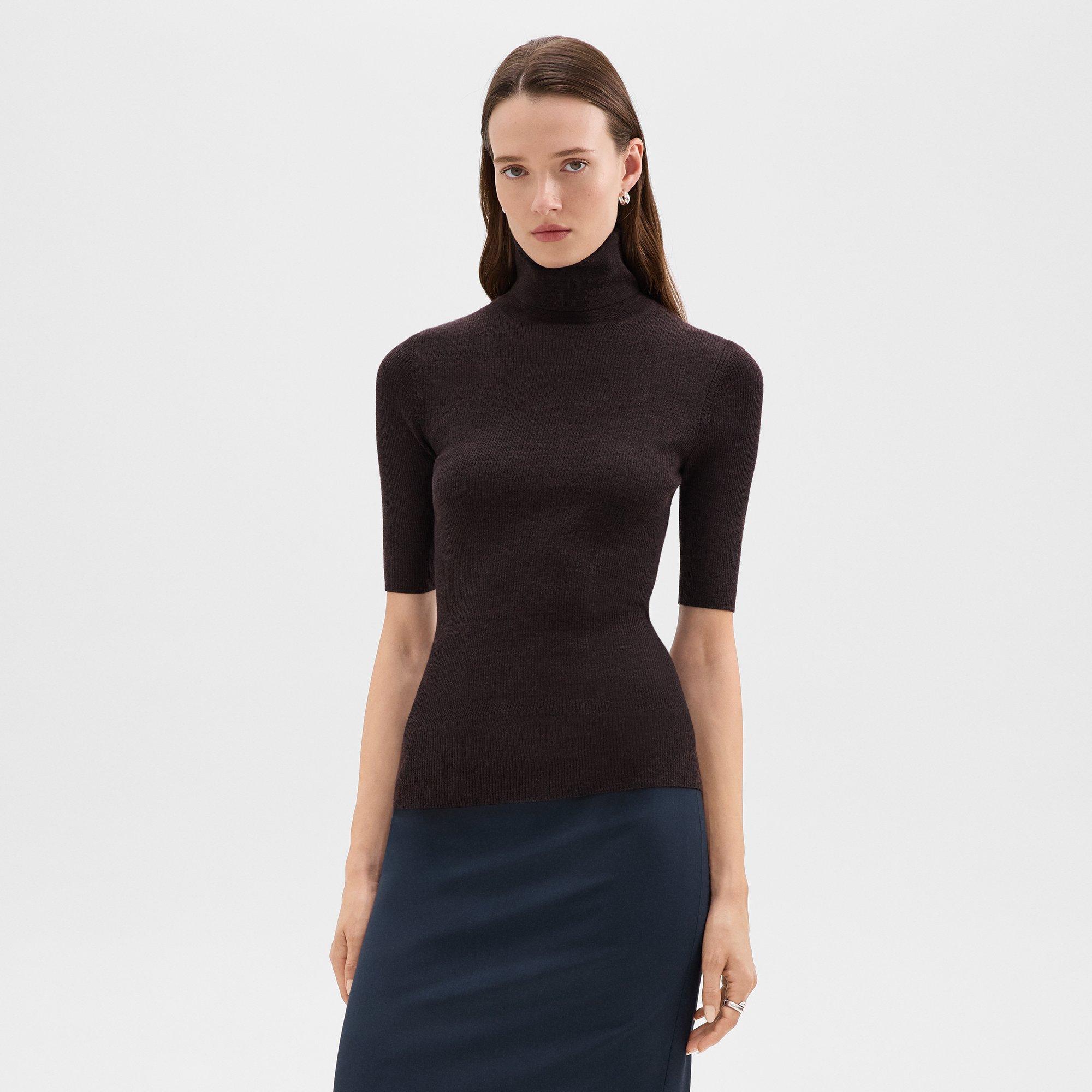 Leenda Short-Sleeve Turtleneck in Regal Wool