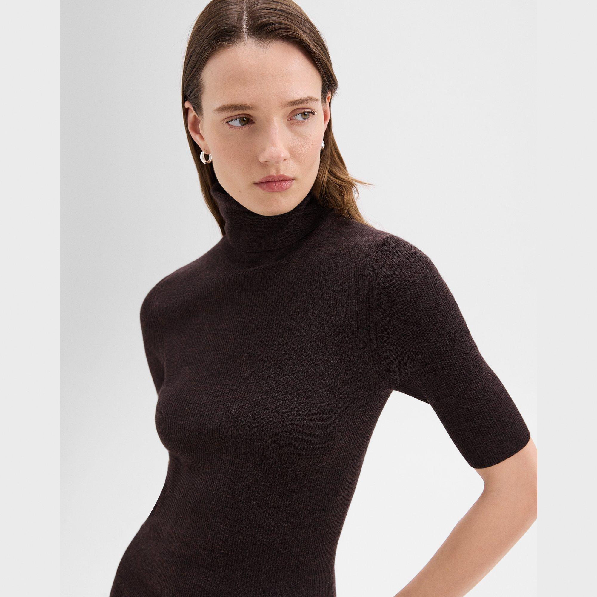 Leenda Short-Sleeve Turtleneck in Regal Wool