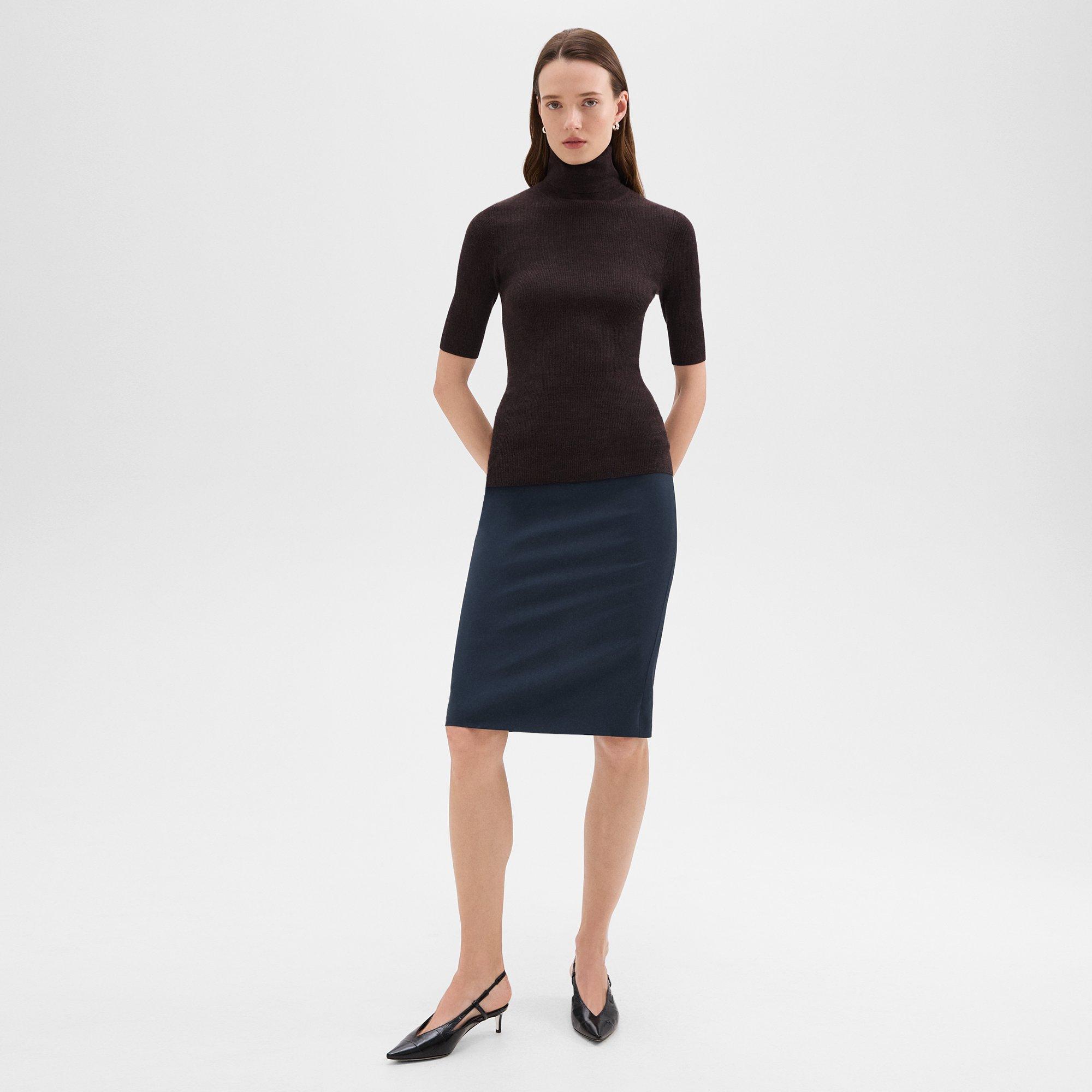 Leenda Short-Sleeve Turtleneck in Regal Wool