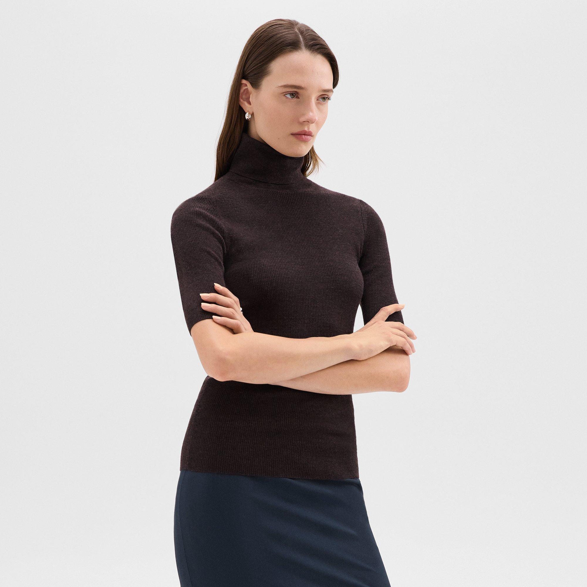 Leenda Short-Sleeve Turtleneck in Regal Wool