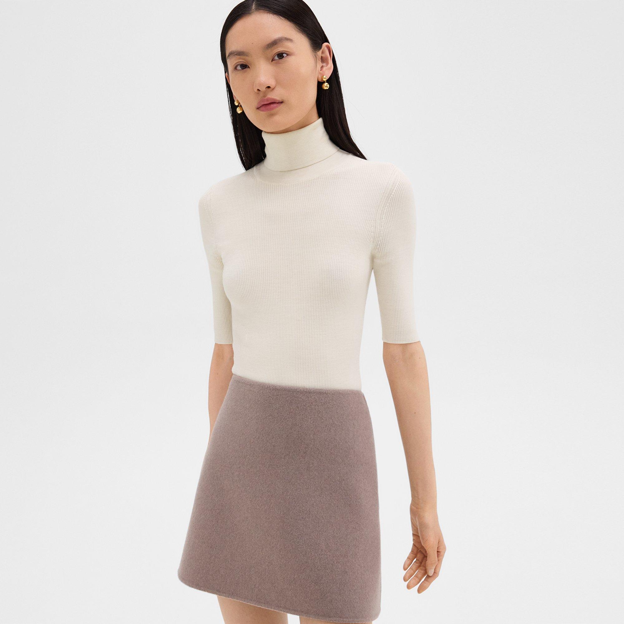 Theory Leenda Short-Sleeve Turtleneck in Regal Wool