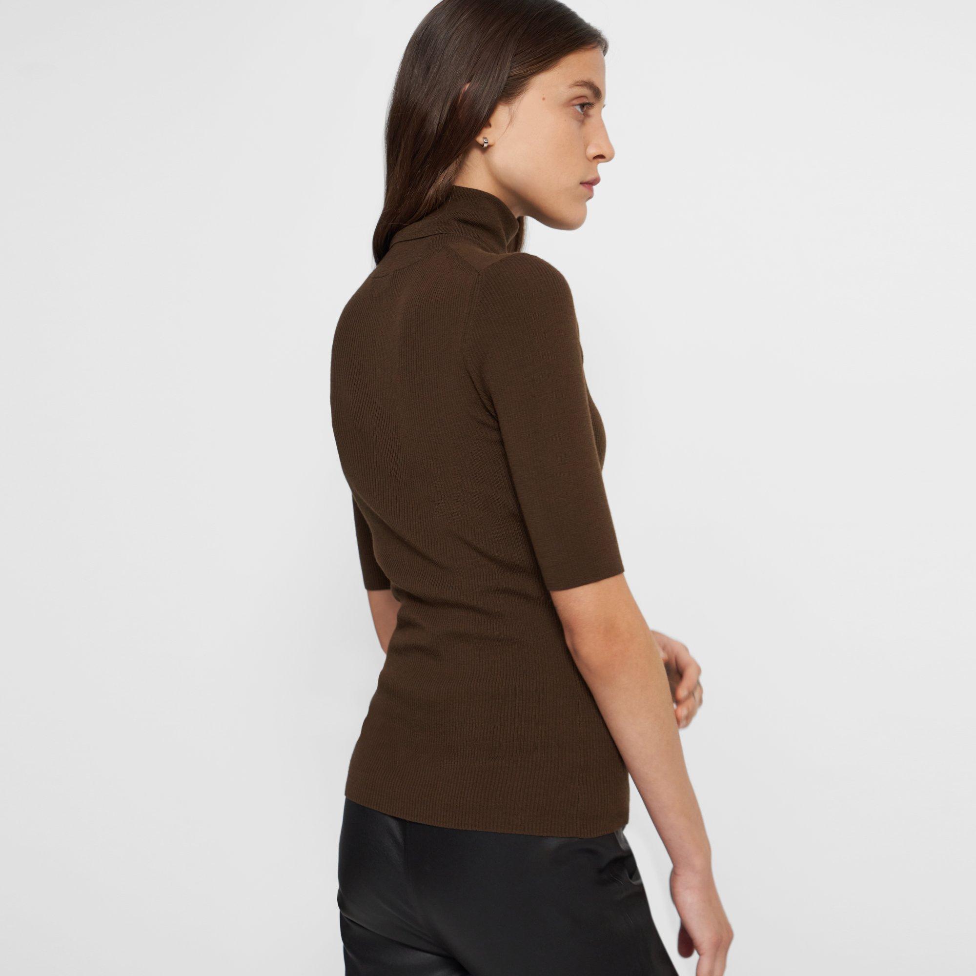 Leenda Short-Sleeve Turtleneck in Regal Wool