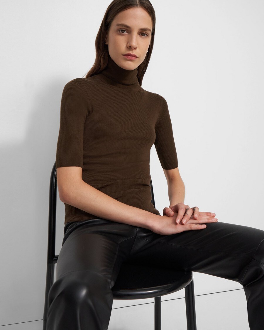 Leenda Short-Sleeve Turtleneck in Regal Wool