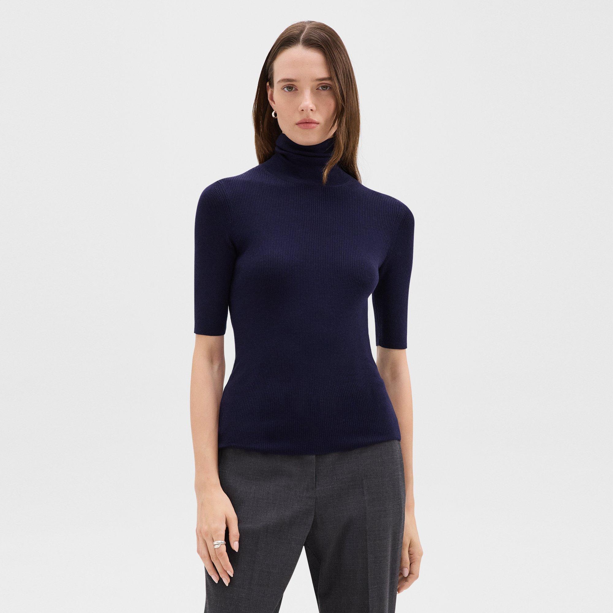 Leenda Short-Sleeve Turtleneck in Regal Wool