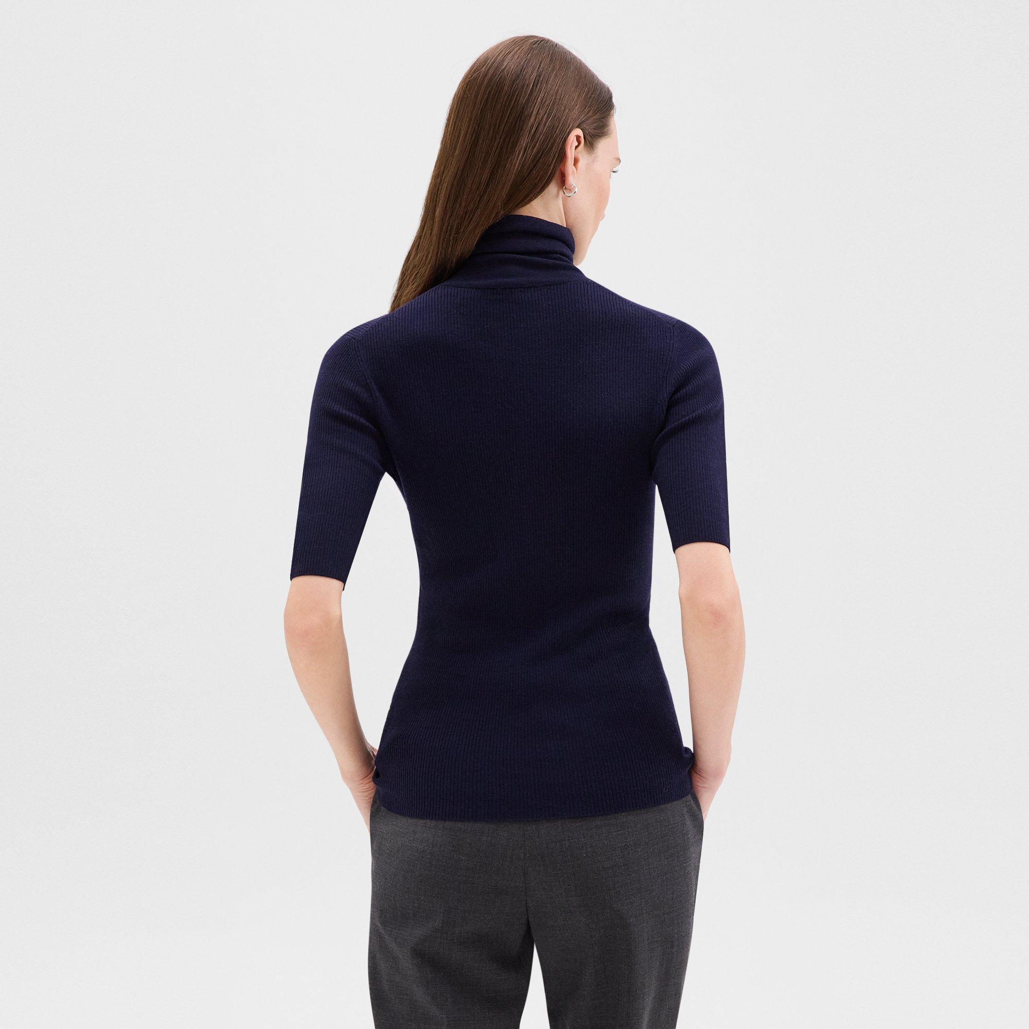 Leenda Short-Sleeve Turtleneck in Regal Wool