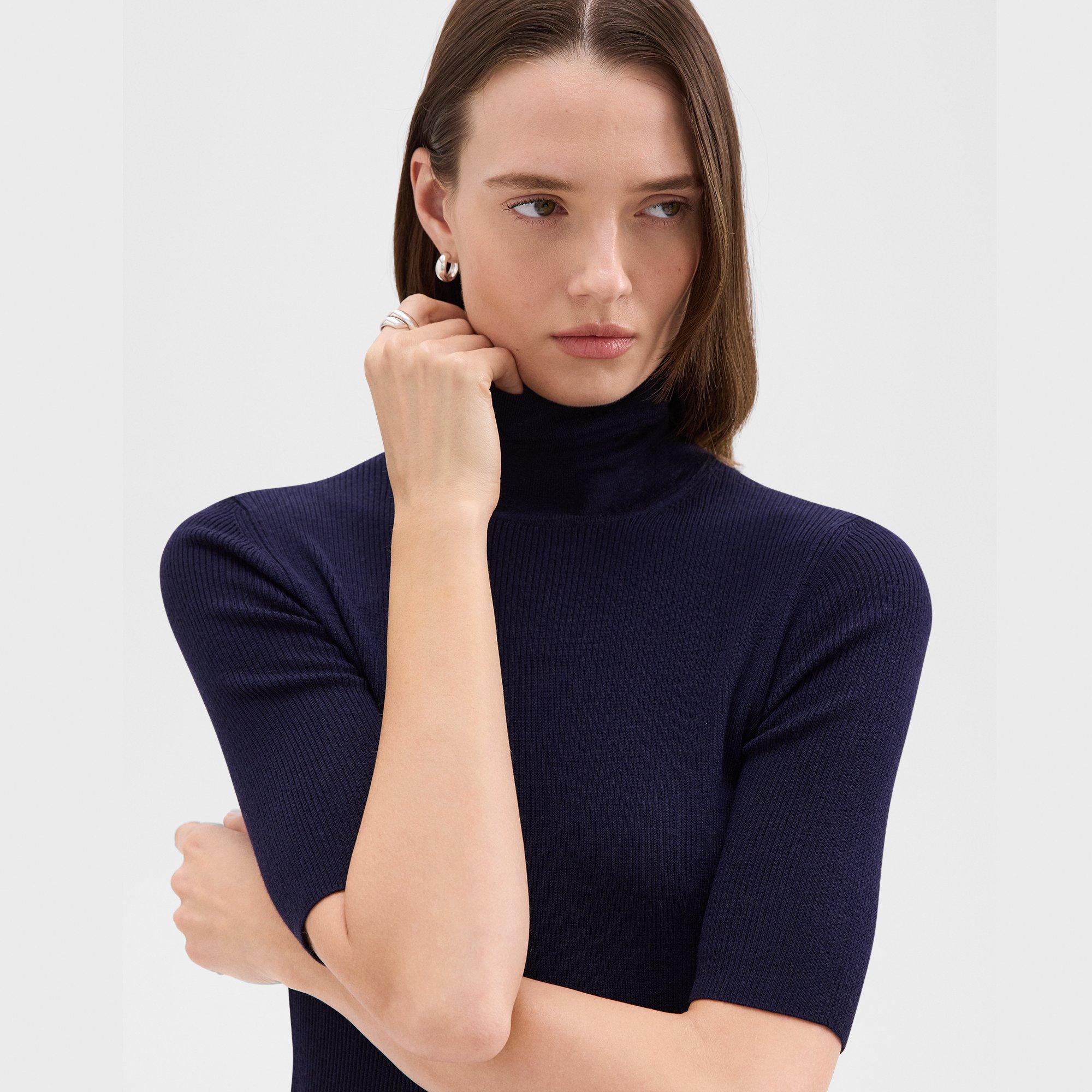 Leenda Short-Sleeve Turtleneck in Regal Wool