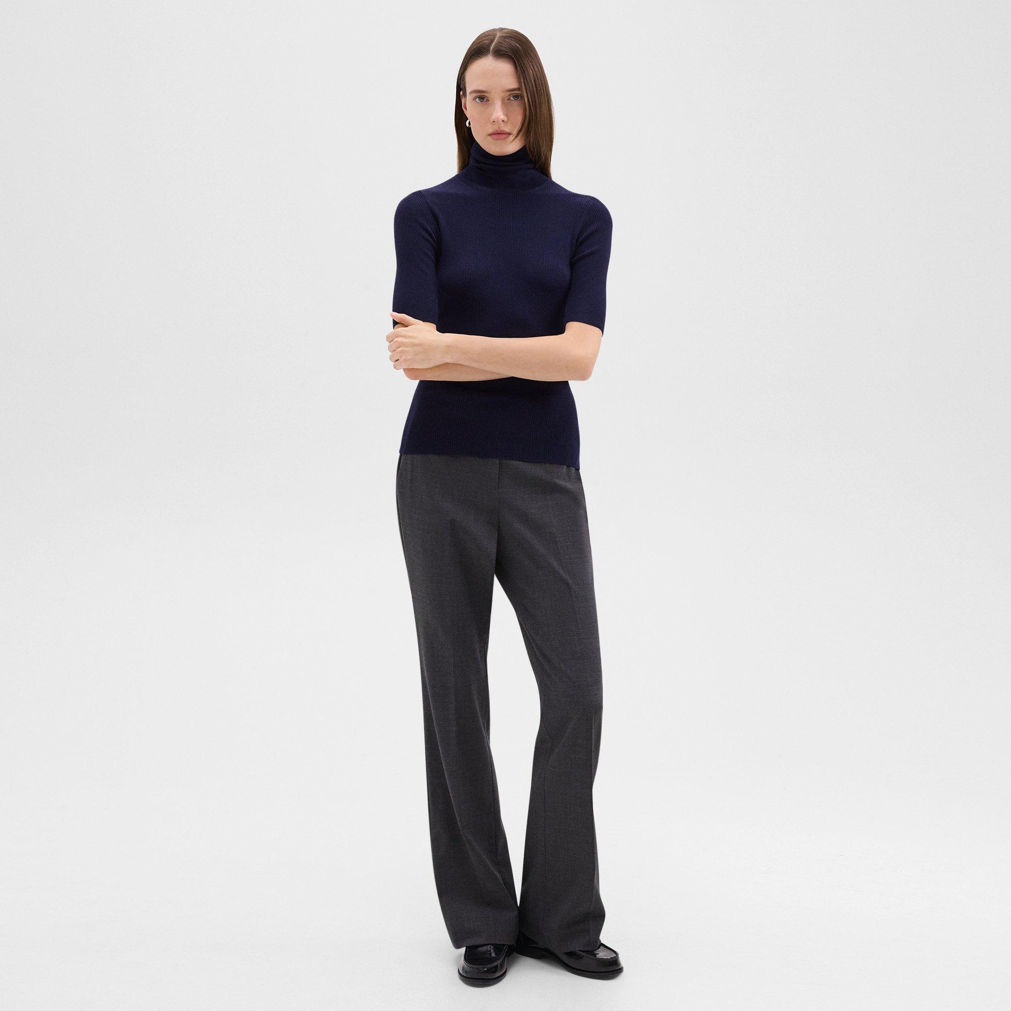 Leenda Short-Sleeve Turtleneck in Regal Wool