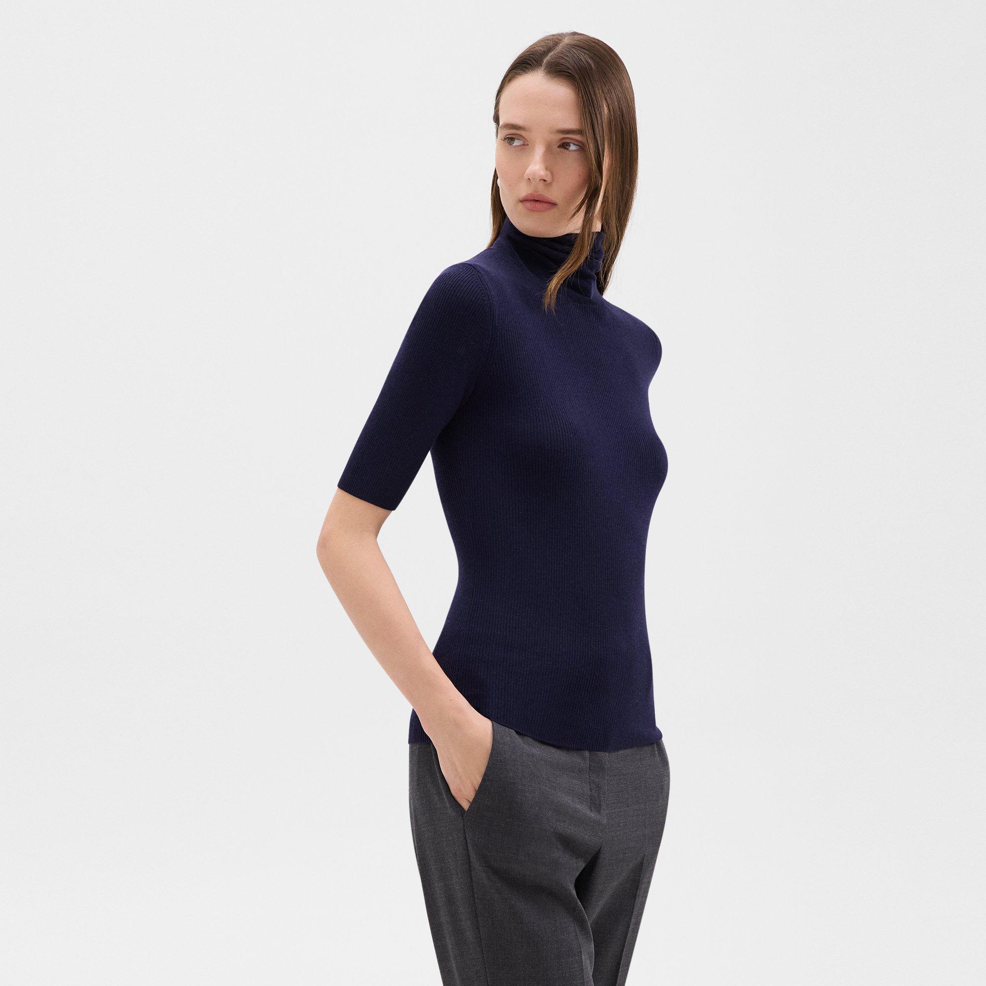 Leenda Short-Sleeve Turtleneck in Regal Wool