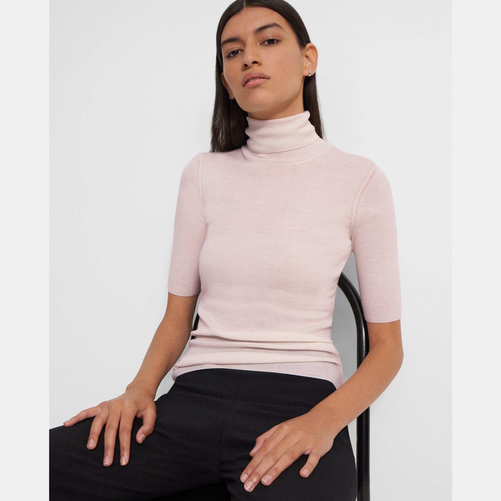 Leenda Short-Sleeve Turtleneck in Regal Wool