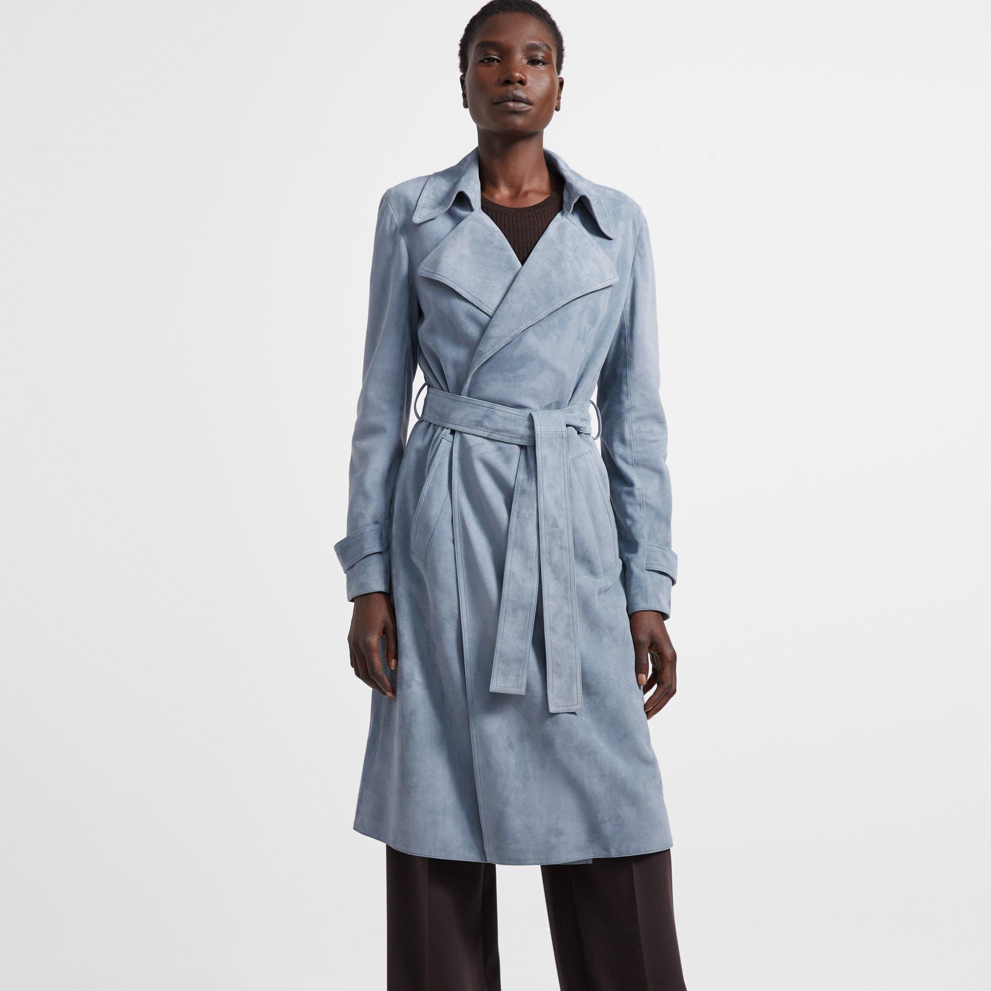 Theory Official Site | Oaklane Trench Coat in Suede