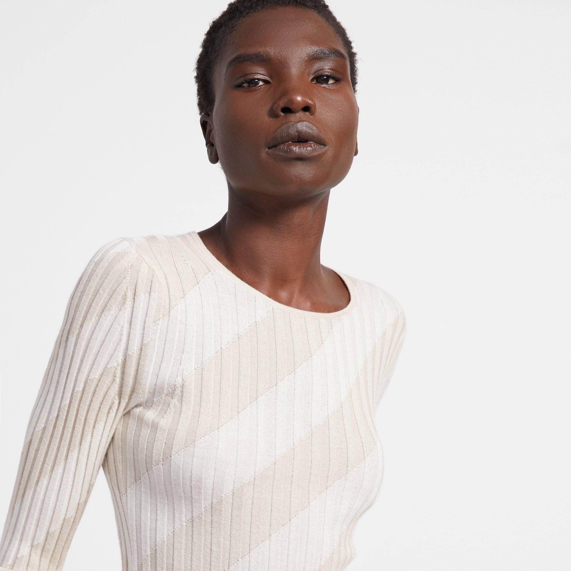 Crewneck Sweater in Striped Silk Intarsia