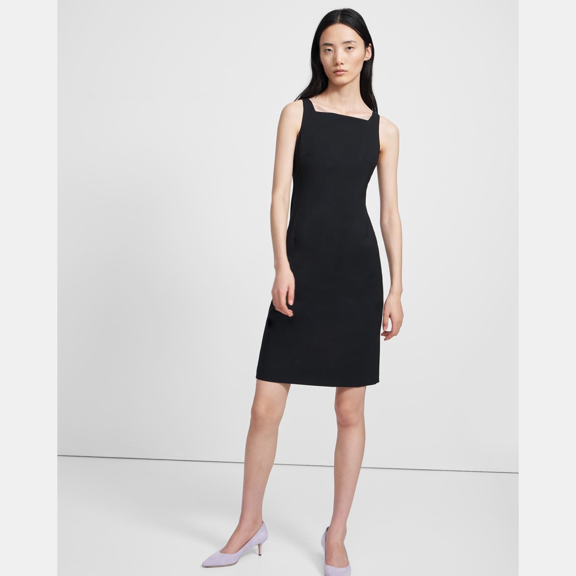 theory pleated square neck dress