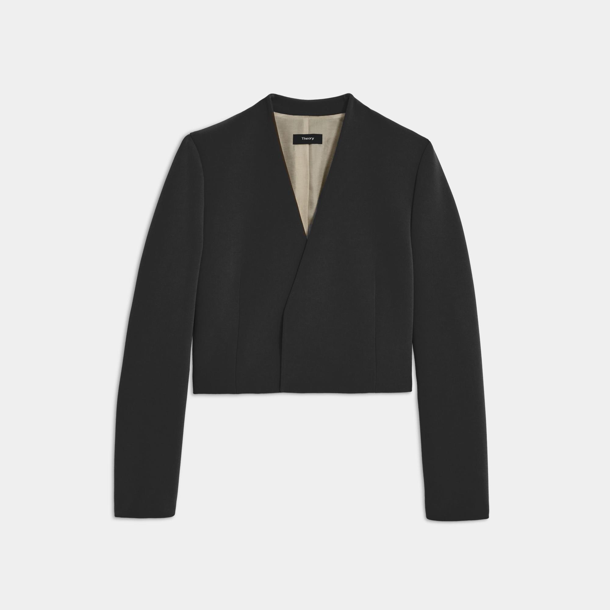 Theory Official Site | Collarless Blazer in Double Crepe