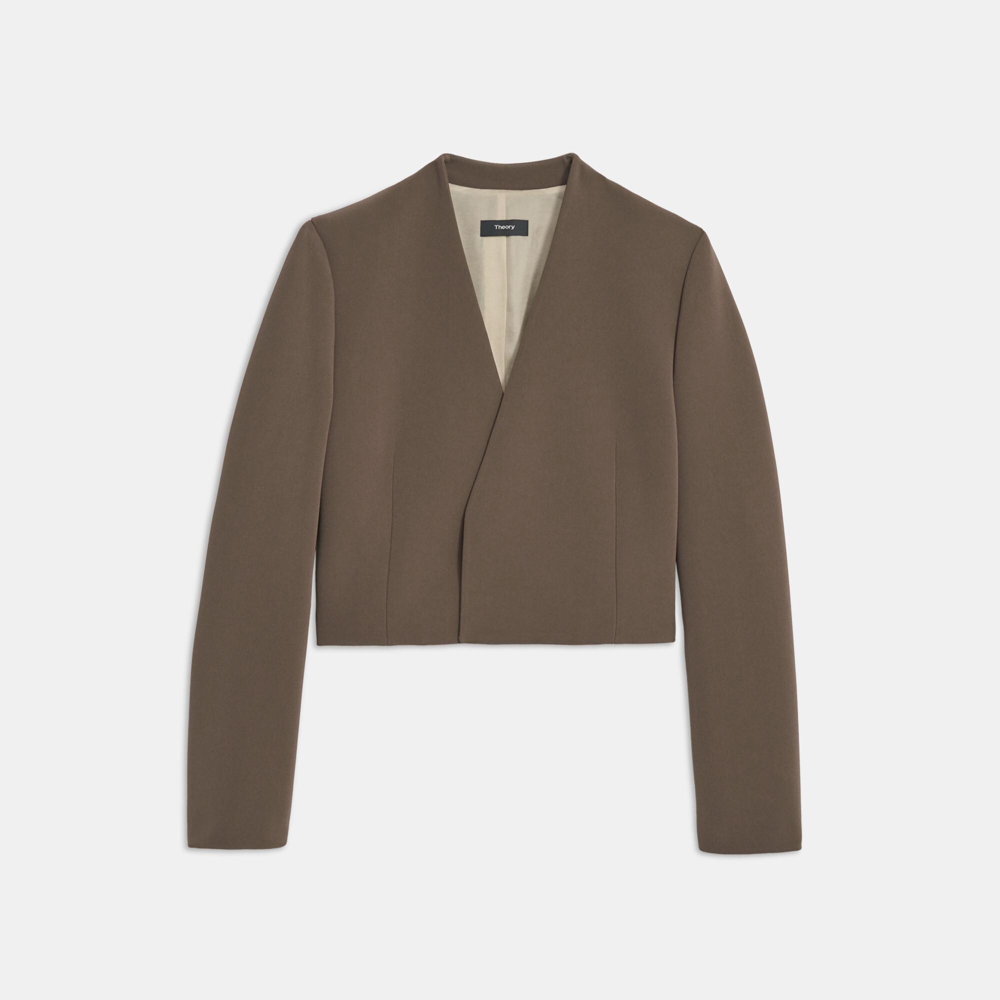 Collarless Blazer in Double Crepe