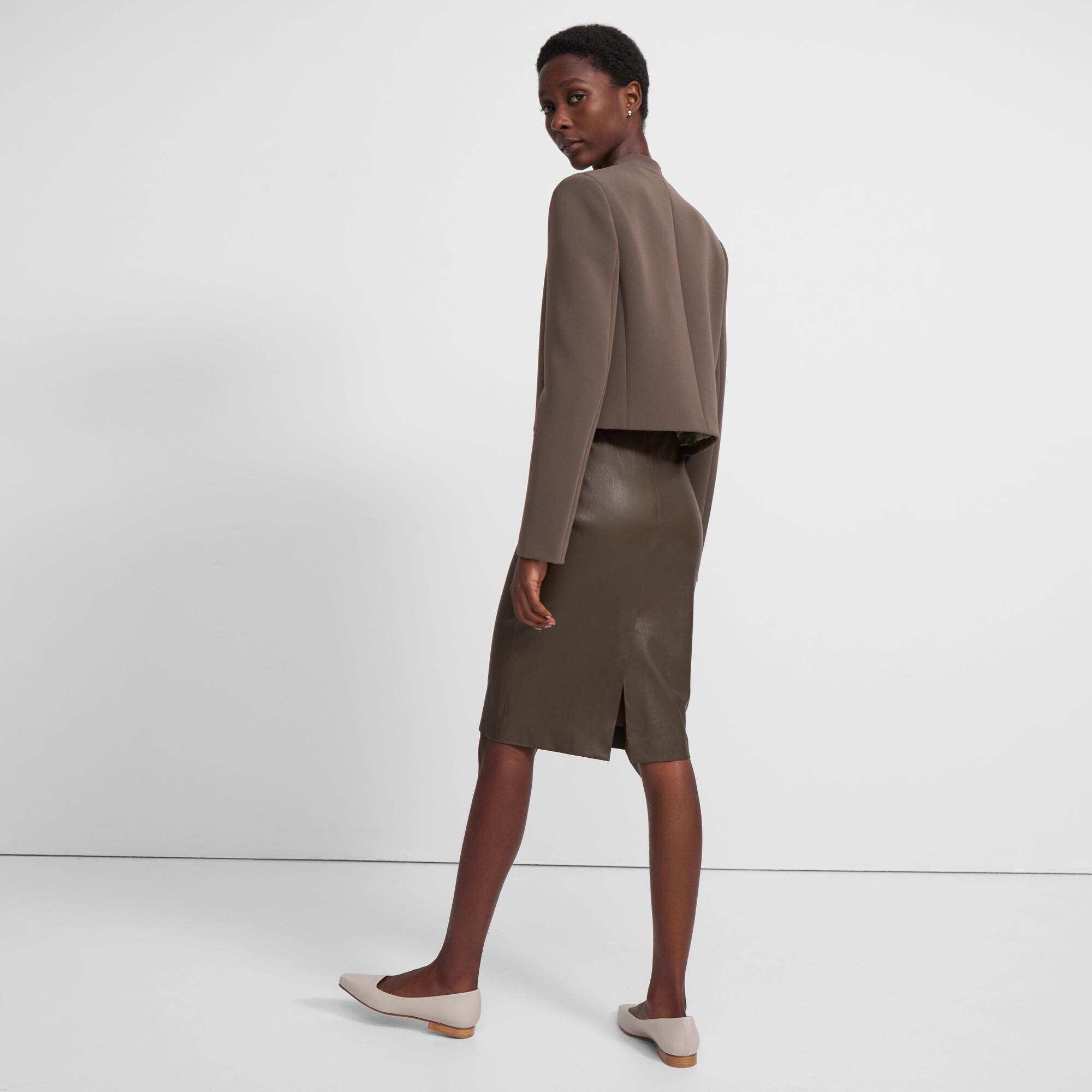 Collarless Blazer in Double Crepe