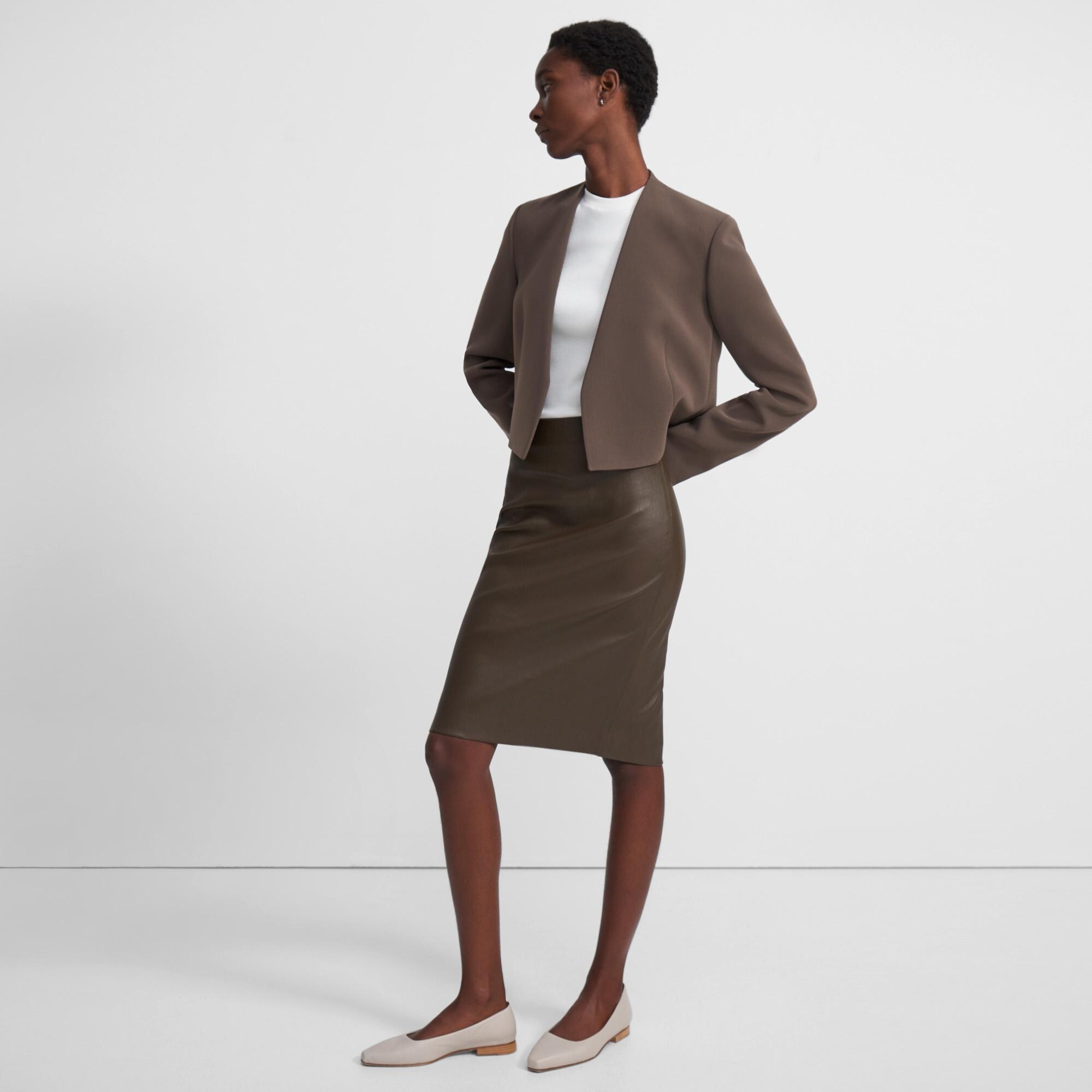 Collarless Blazer in Double Crepe