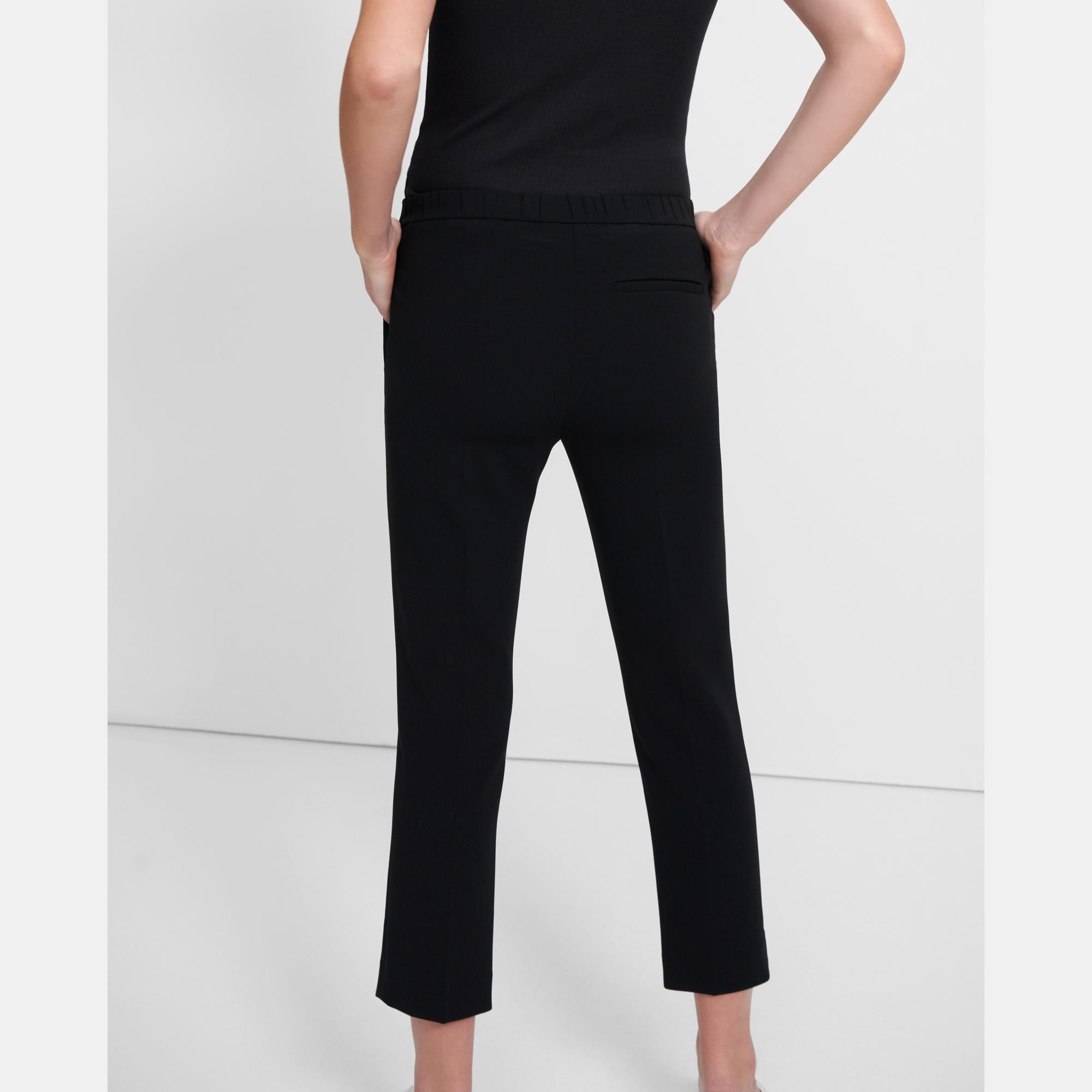 Black Admiral Crepe Slim Cropped Pull-On Pant | Theory