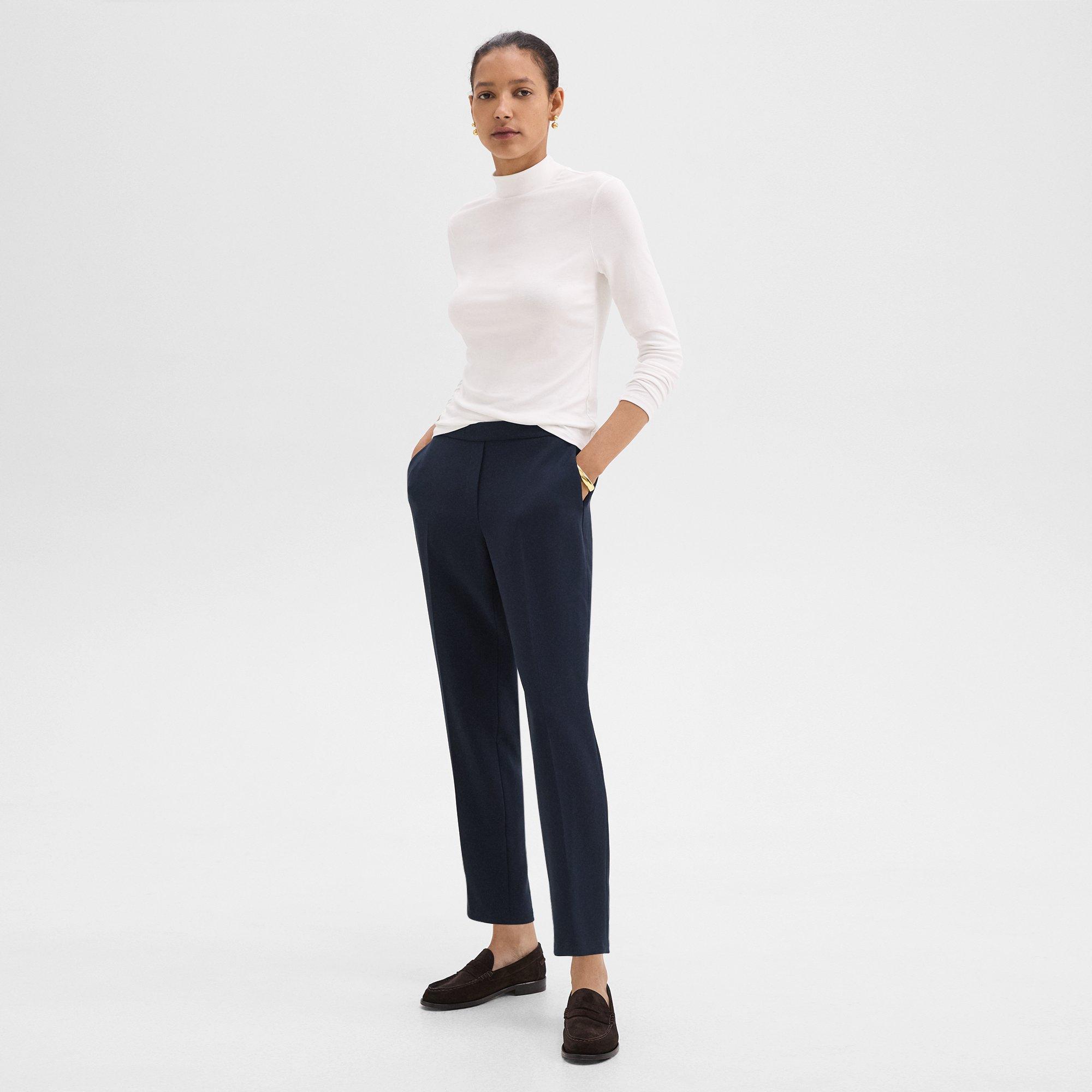 Pantalon à taille élastique Treeca en crêpe Admiral