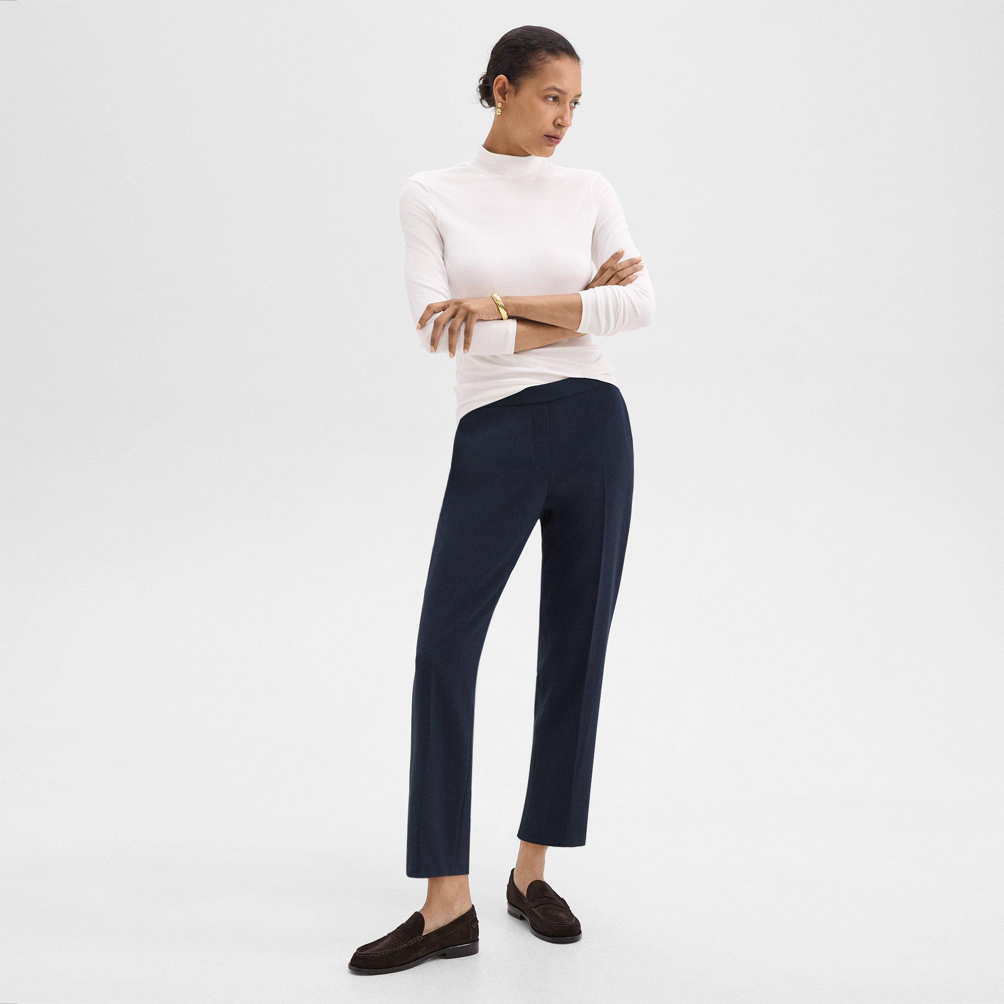 띠어리 팬츠 Theory Treeca Pull-On Pant in Admiral Crepe,NOCTURNE NAVY