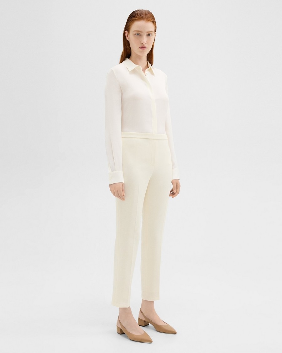 White Admiral Crepe Slim Cropped Pull-On Pant | Theory