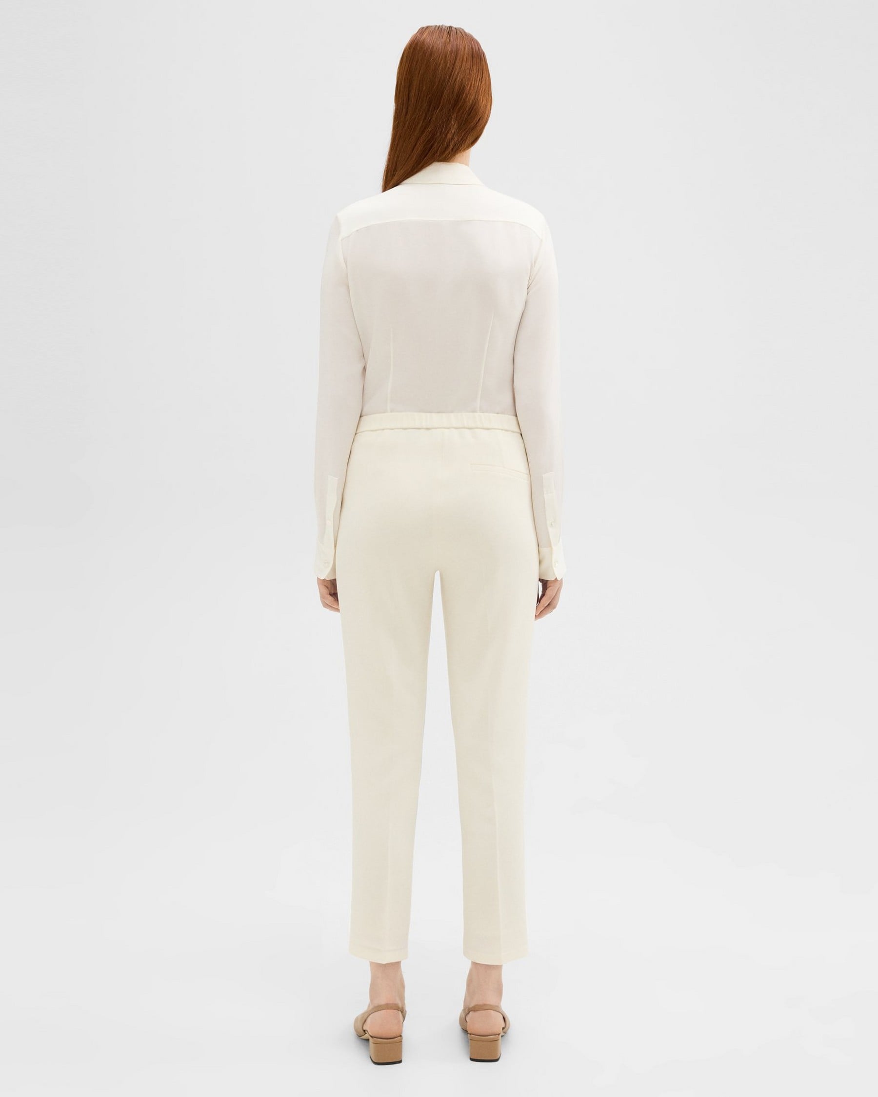 White Admiral Crepe Slim Cropped Pull-On Pant | Theory