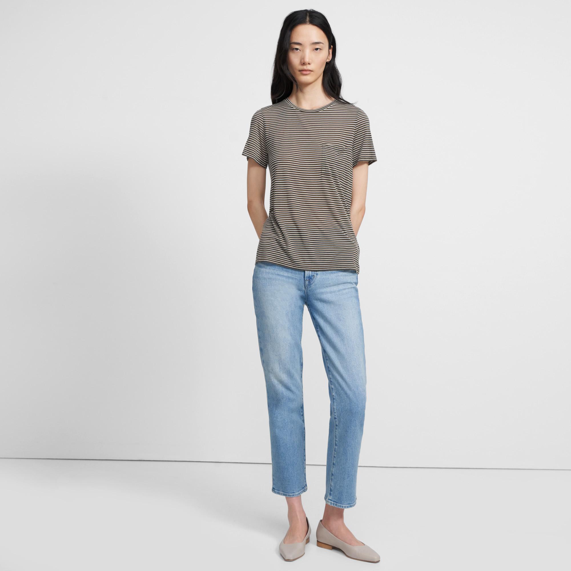 Easy Pocket Tee in Striped Jersey